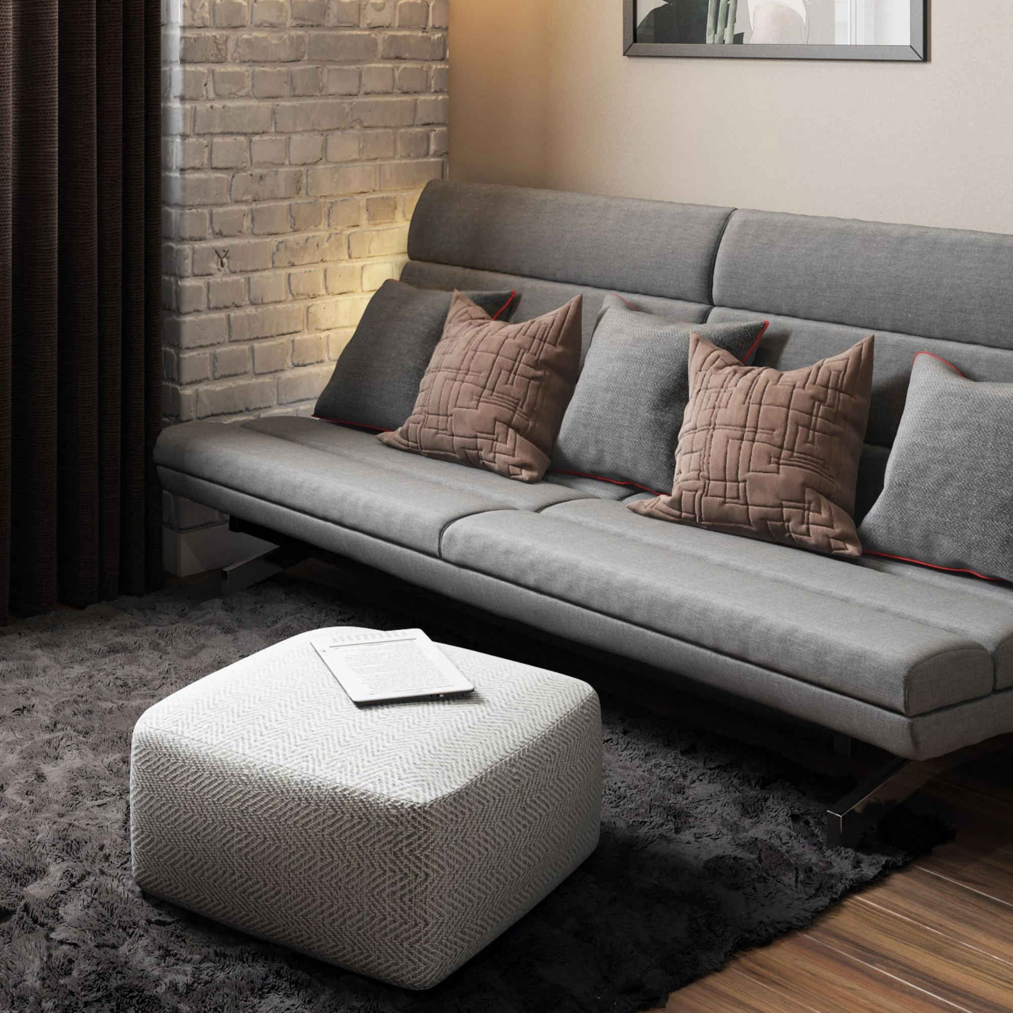 Nate - Handcrafted Square Pouf - Image 5