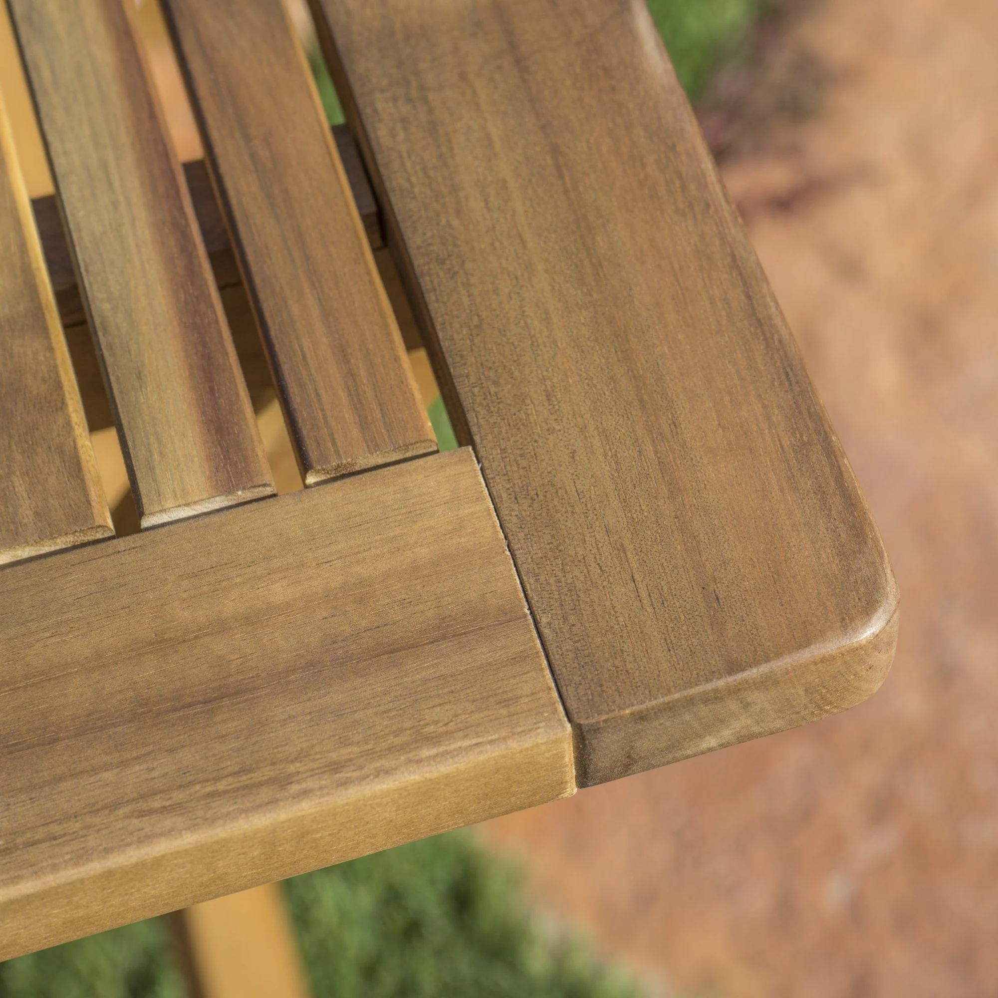 Natural 5 Piece Wood Outdoor Patio Dining Set - Natural Stained - Image 9