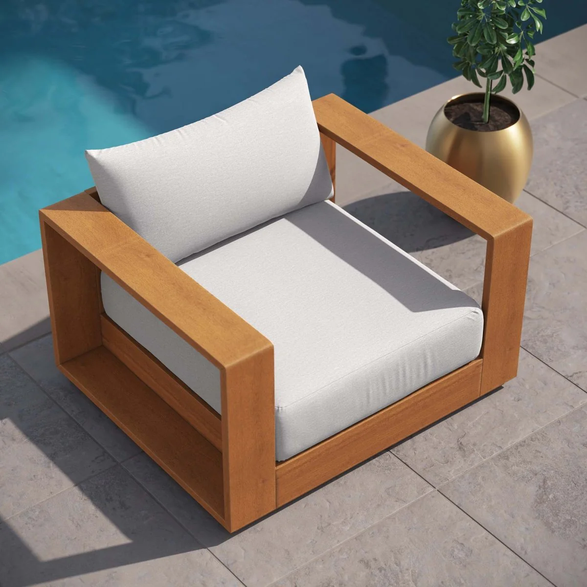 Natural Acacia Wood Outdoor Patio Chair with Cushions Comfortable Durable Seating - Image 16