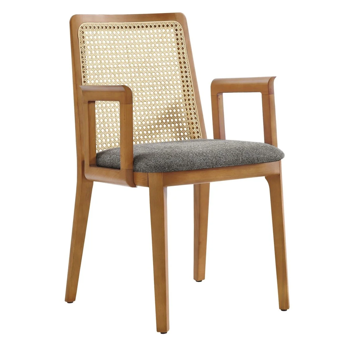 Natural Beech Wood and Rattan Cane Back Dining Armchair - Image 29
