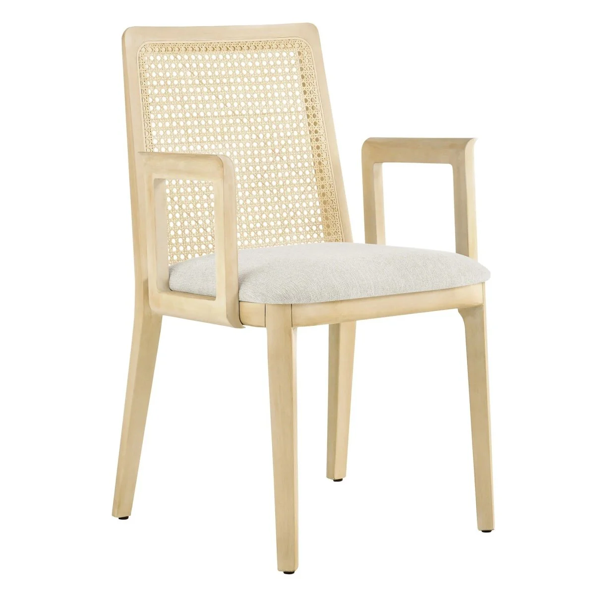 Natural Beech Wood and Rattan Cane Back Dining Armchair - Image 8