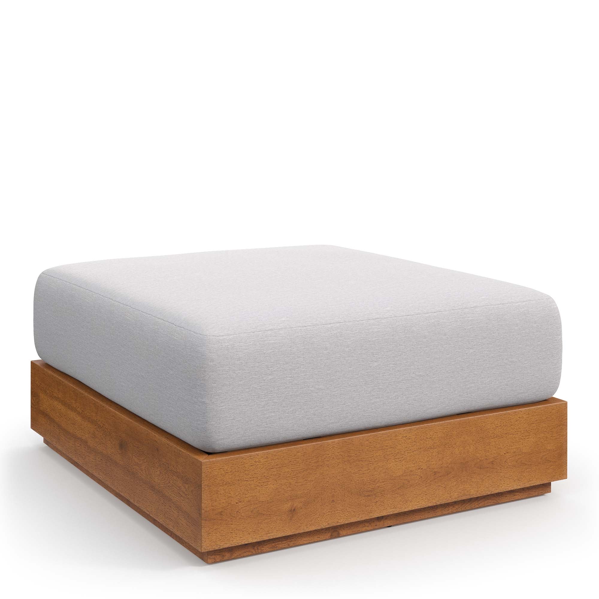 Natural Outdoor Patio Acacia Wood Ottoman — Durable Garden Deck Poolside Footrest