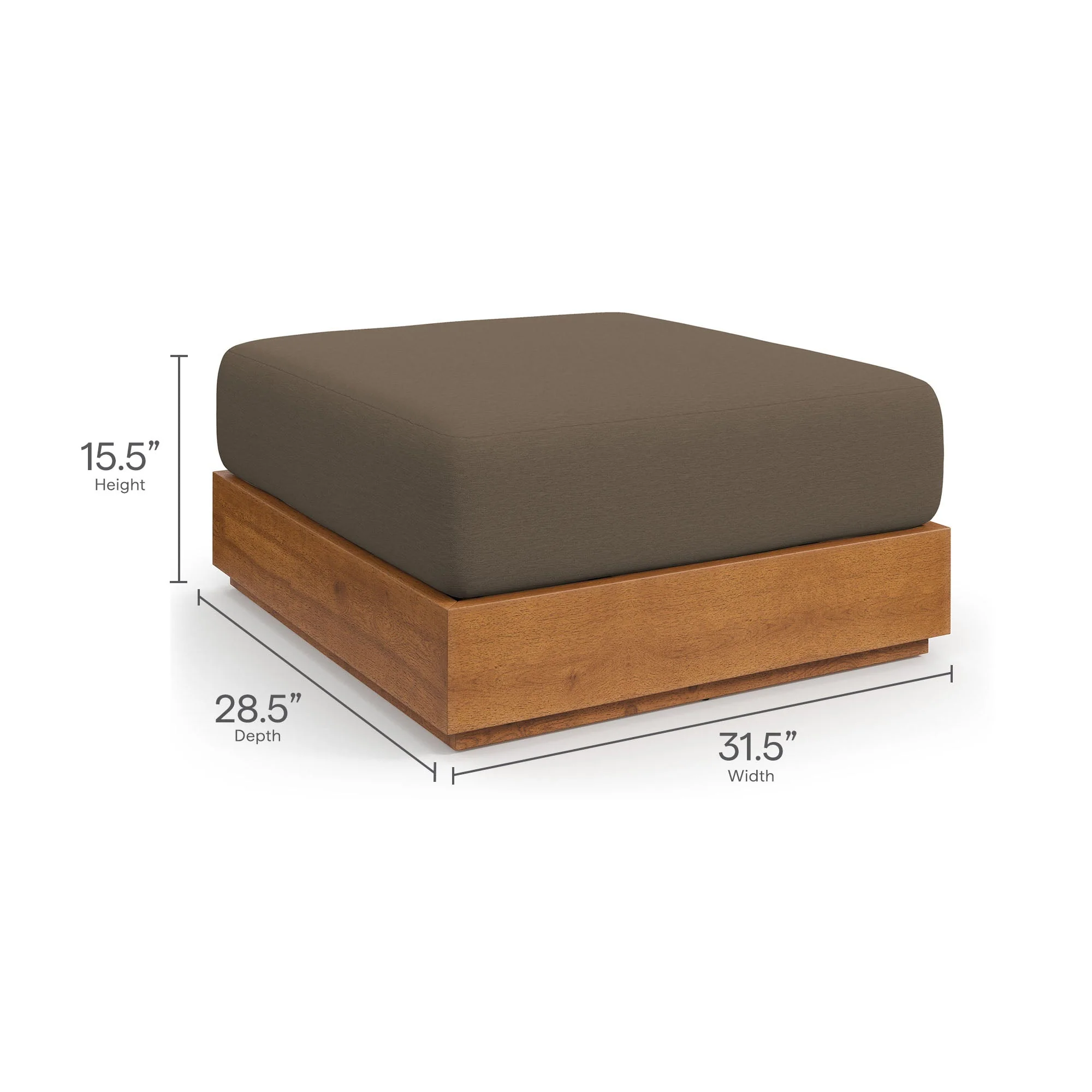 Natural Outdoor Patio Acacia Wood Ottoman — Durable Garden Deck Poolside Footrest - Image 13