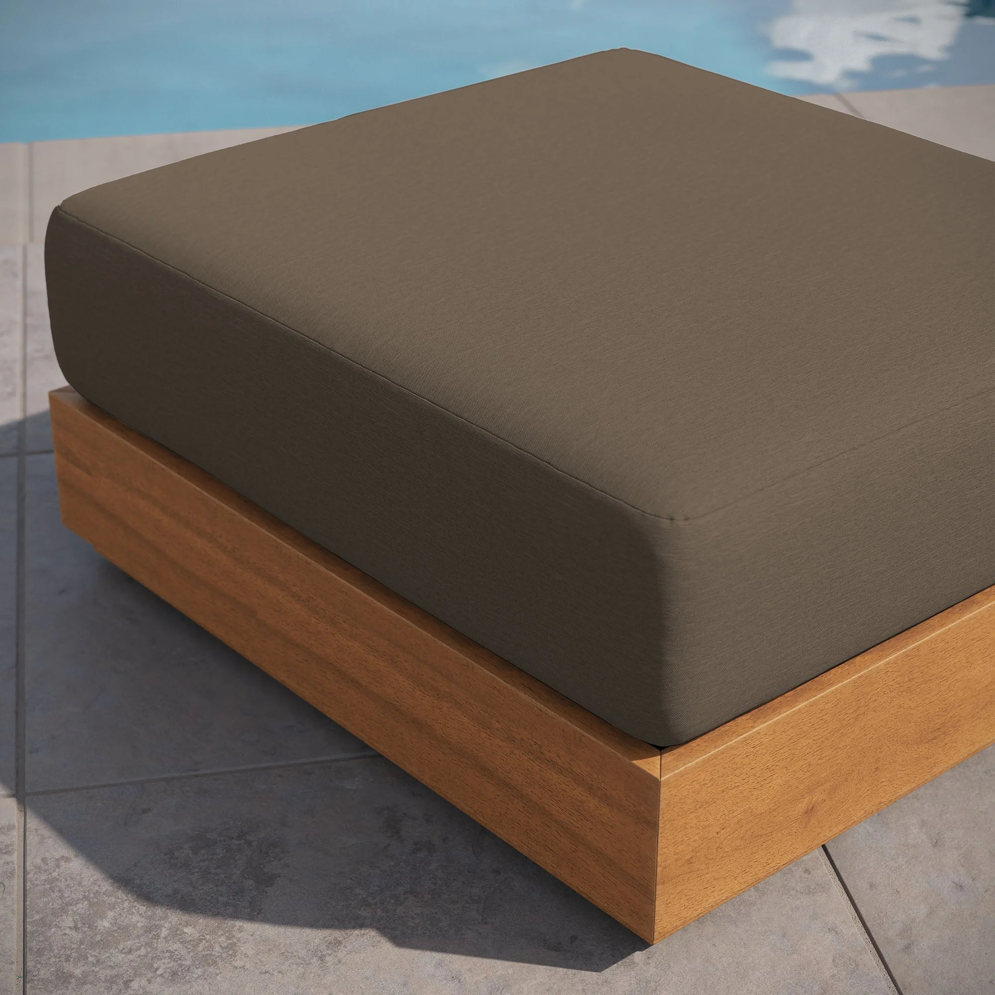 Natural Outdoor Patio Acacia Wood Ottoman — Durable Garden Deck Poolside Footrest - Image 18
