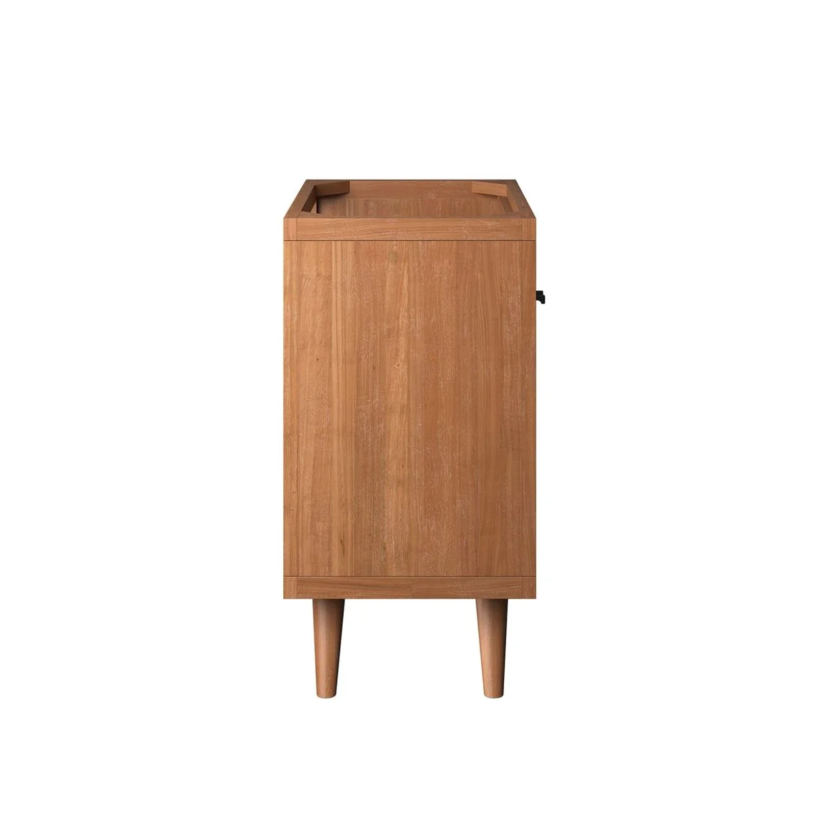 Natural Teak Wood Bathroom Vanity Cabinet – Coastal Slatted Design with Storage - Image 5