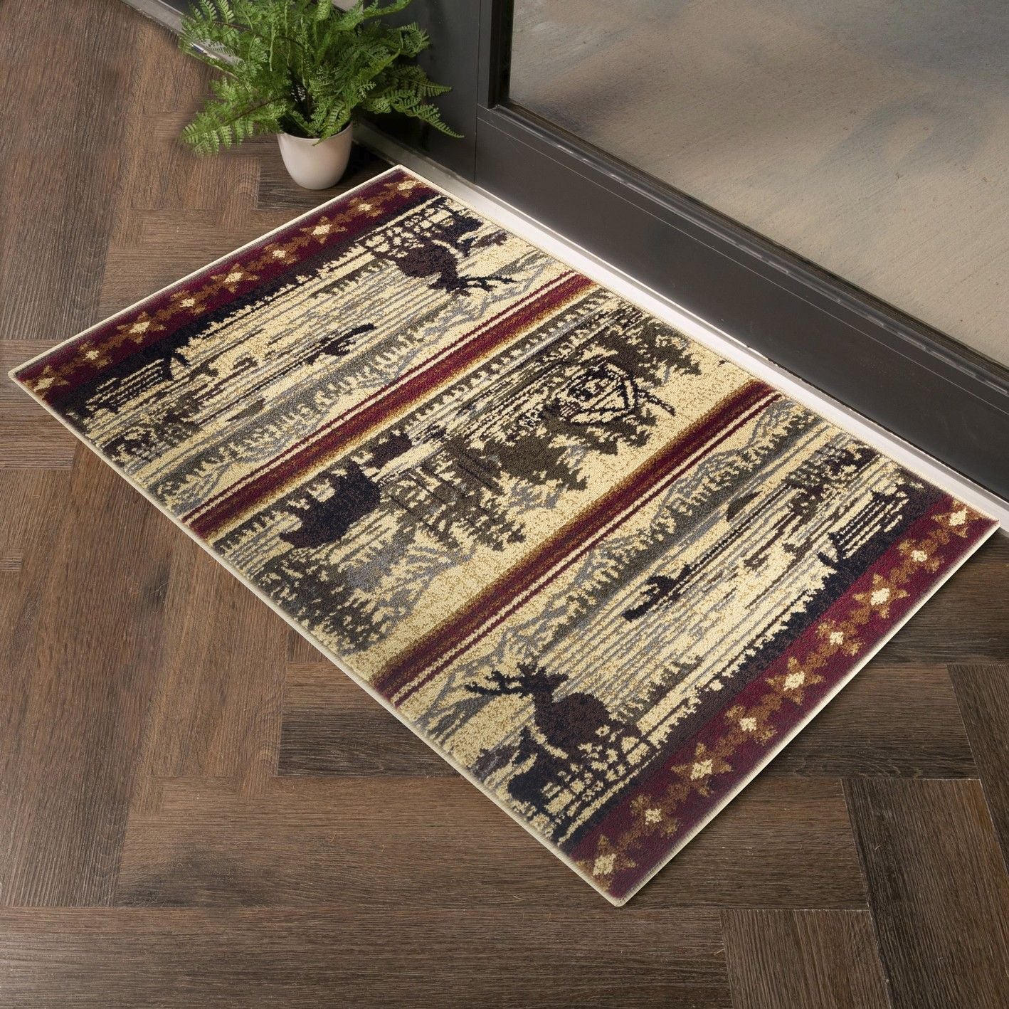 Nature's Nest - 5'3" X 7'3" Lodge Area Rug - Multi / Cream - Image 2