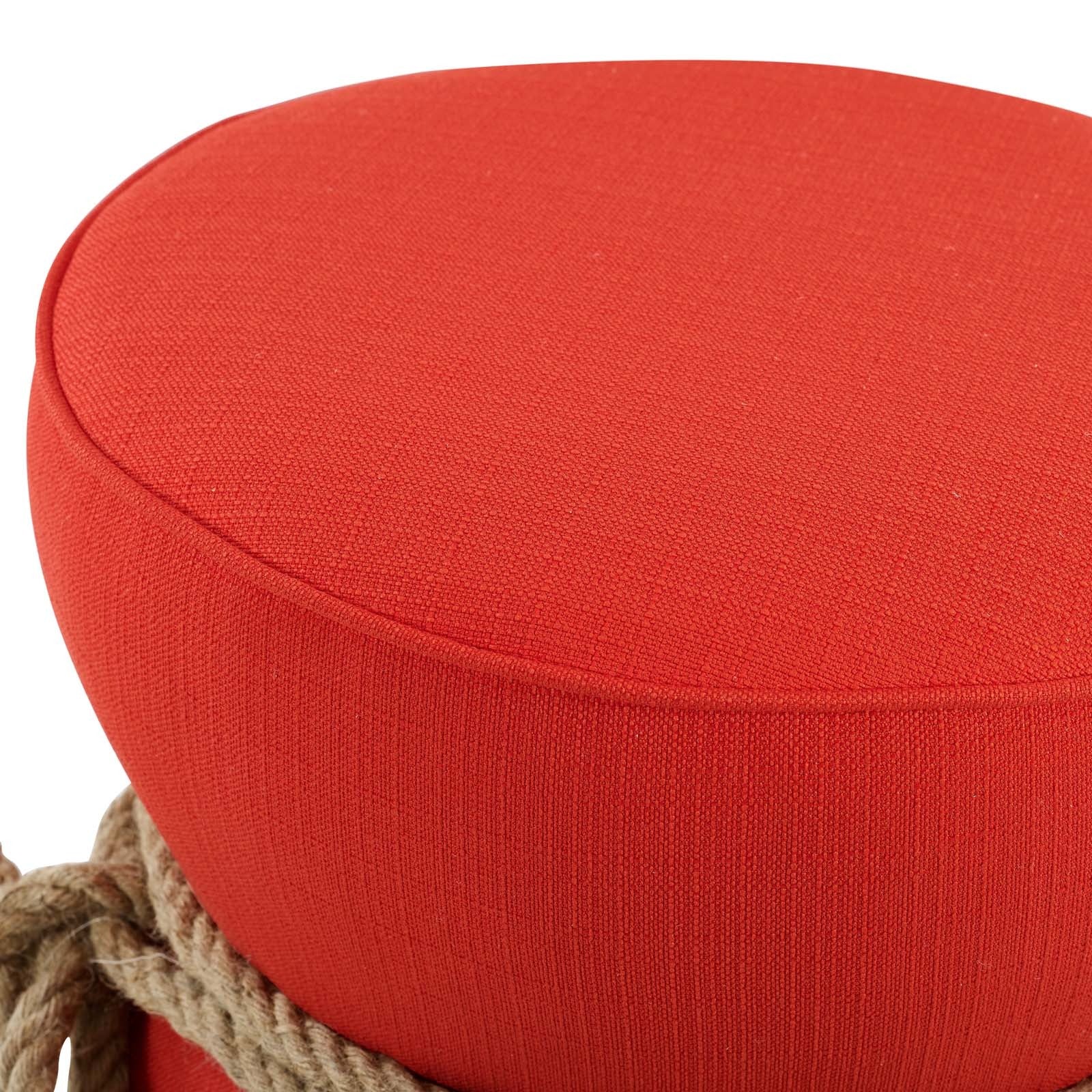 Nautical Rope Trim Upholstered Fabric Ottoman – 19 Inch - Image 5