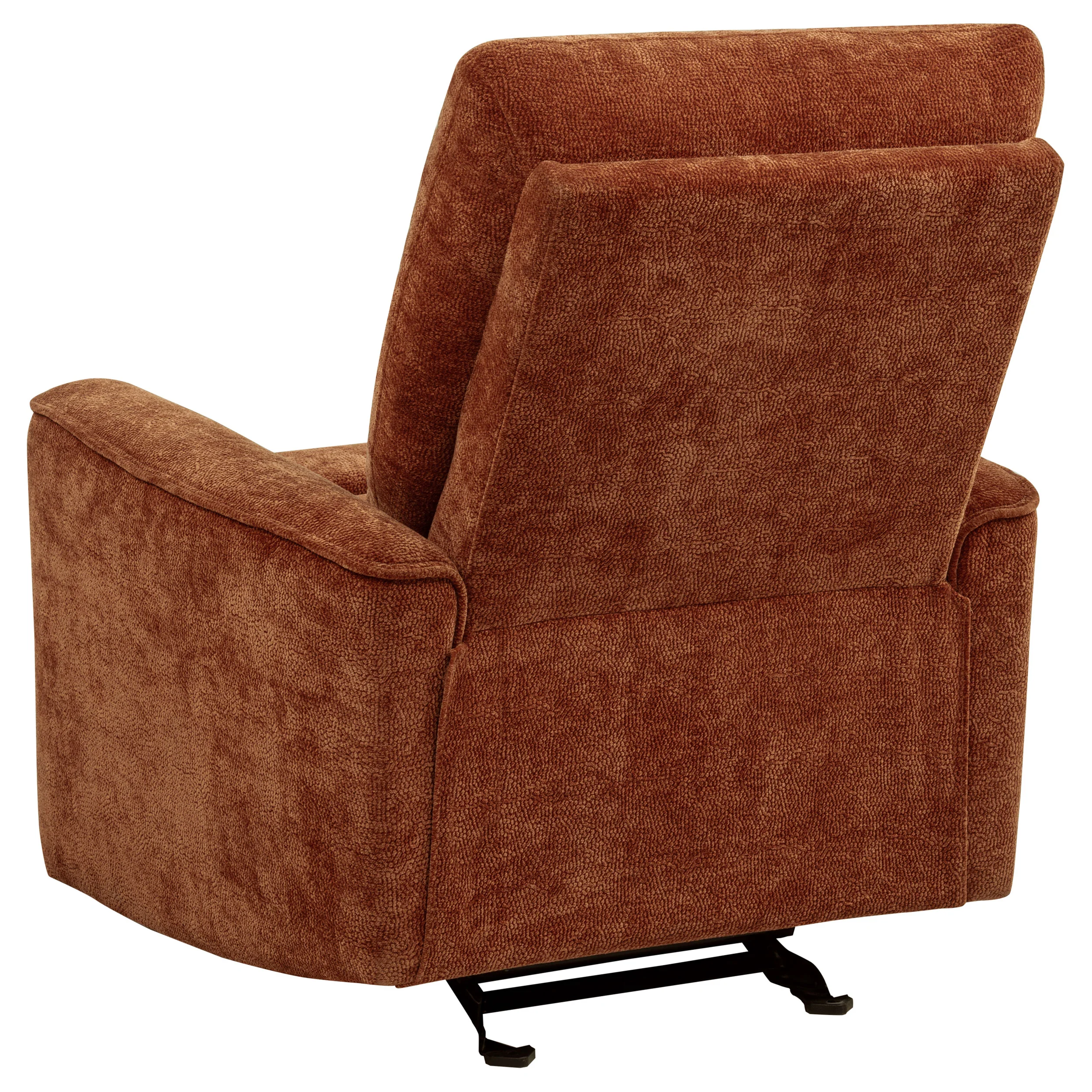 Navarro Chenille Upholstered Glider Recliner, Burnt Orange - Image 7