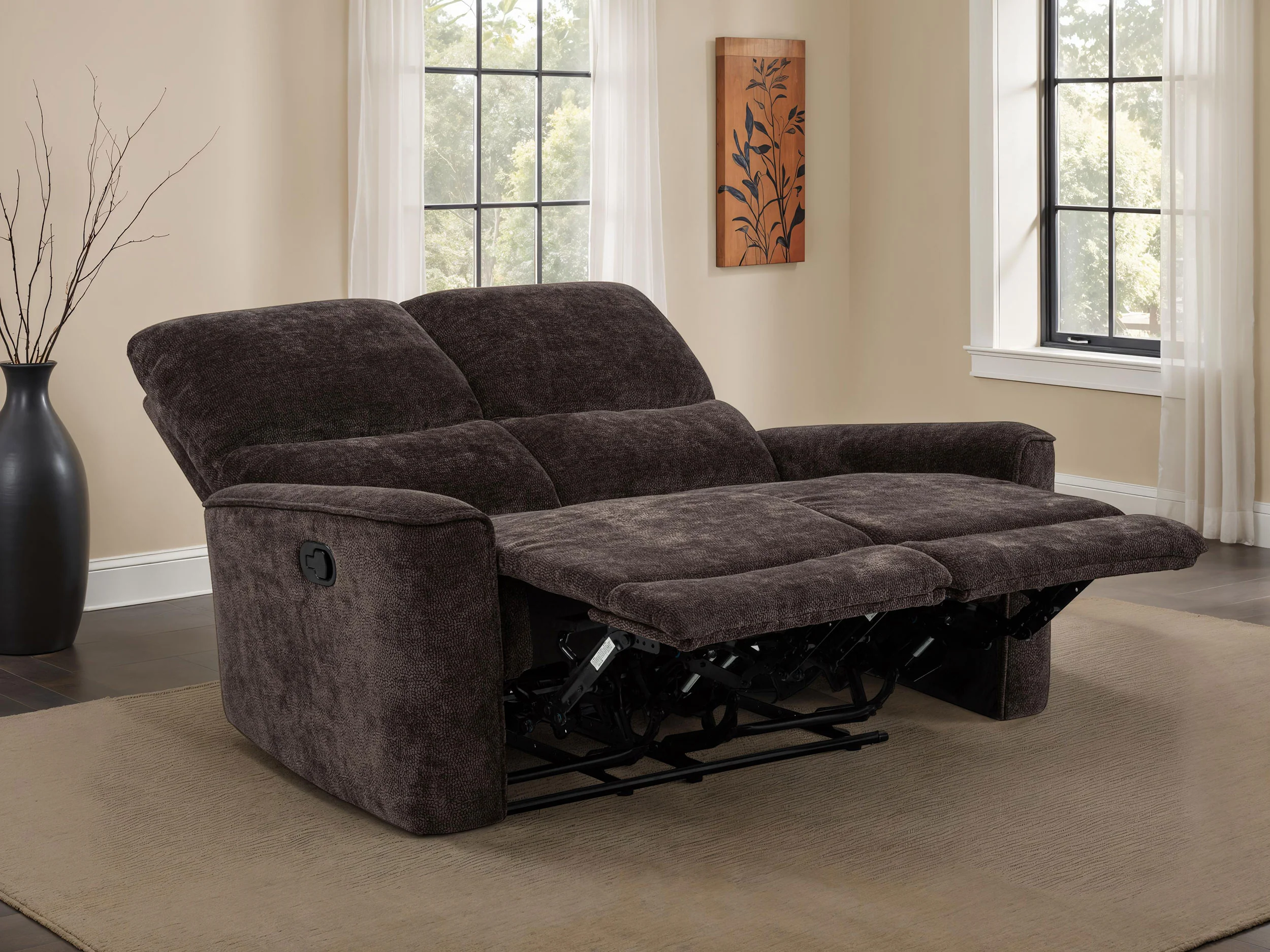Navarro Chenille Upholstered Reclining Loveseat Dark Brown - Image 4