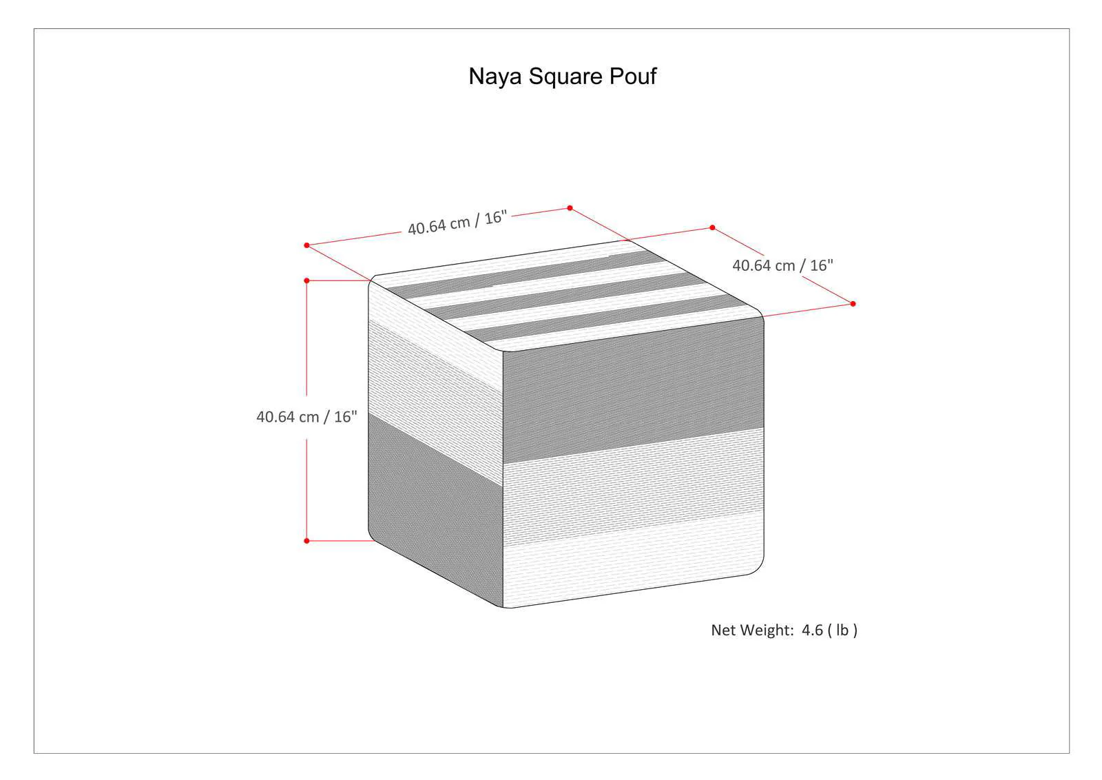 Naya - Upholstered Cube Pouf - Image 4