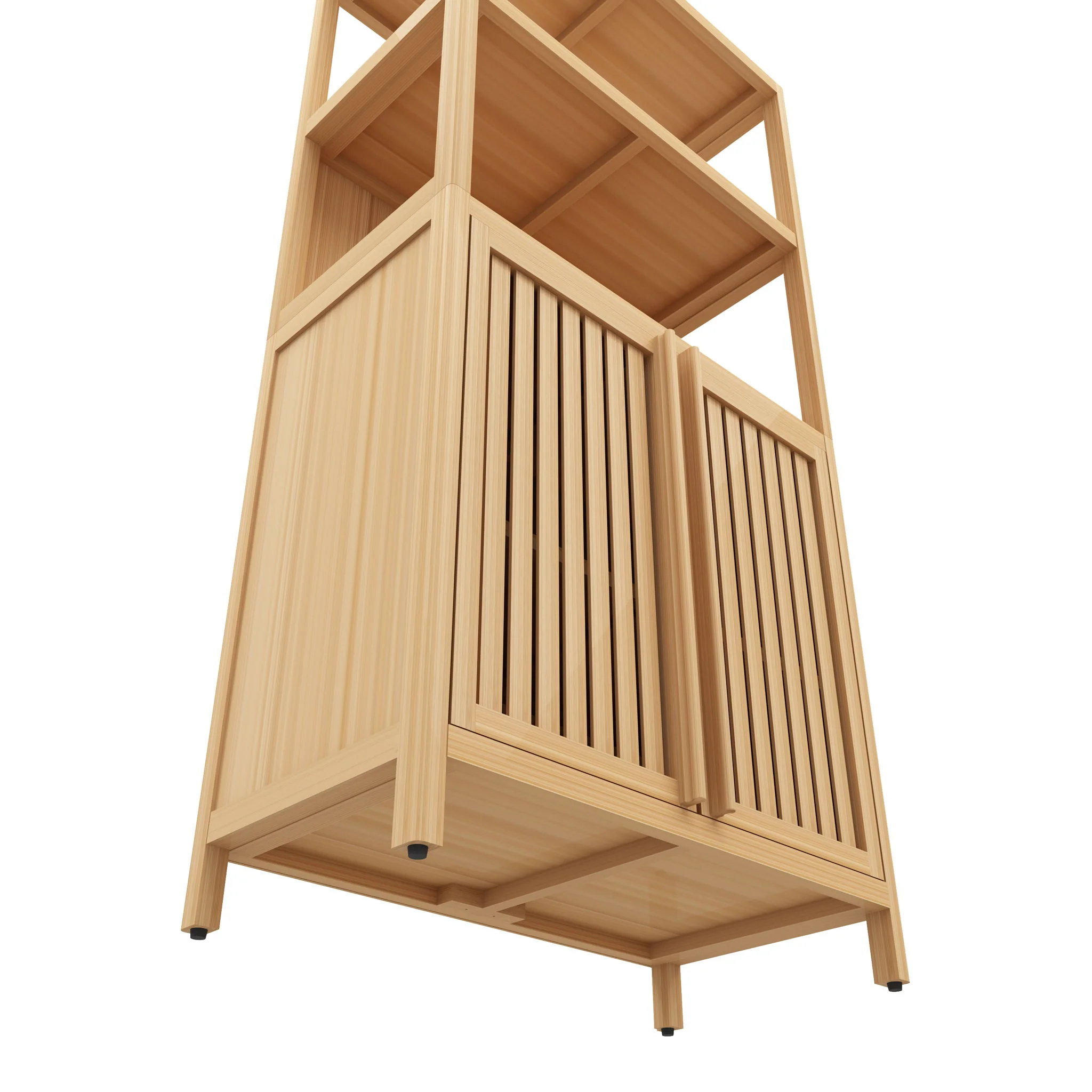 Neutral - Bamboo Storage Cabinet Freestanding With 2 Doors For Bathroom, Living Room, Kitchen, And Entryway - Neutral - Image 6