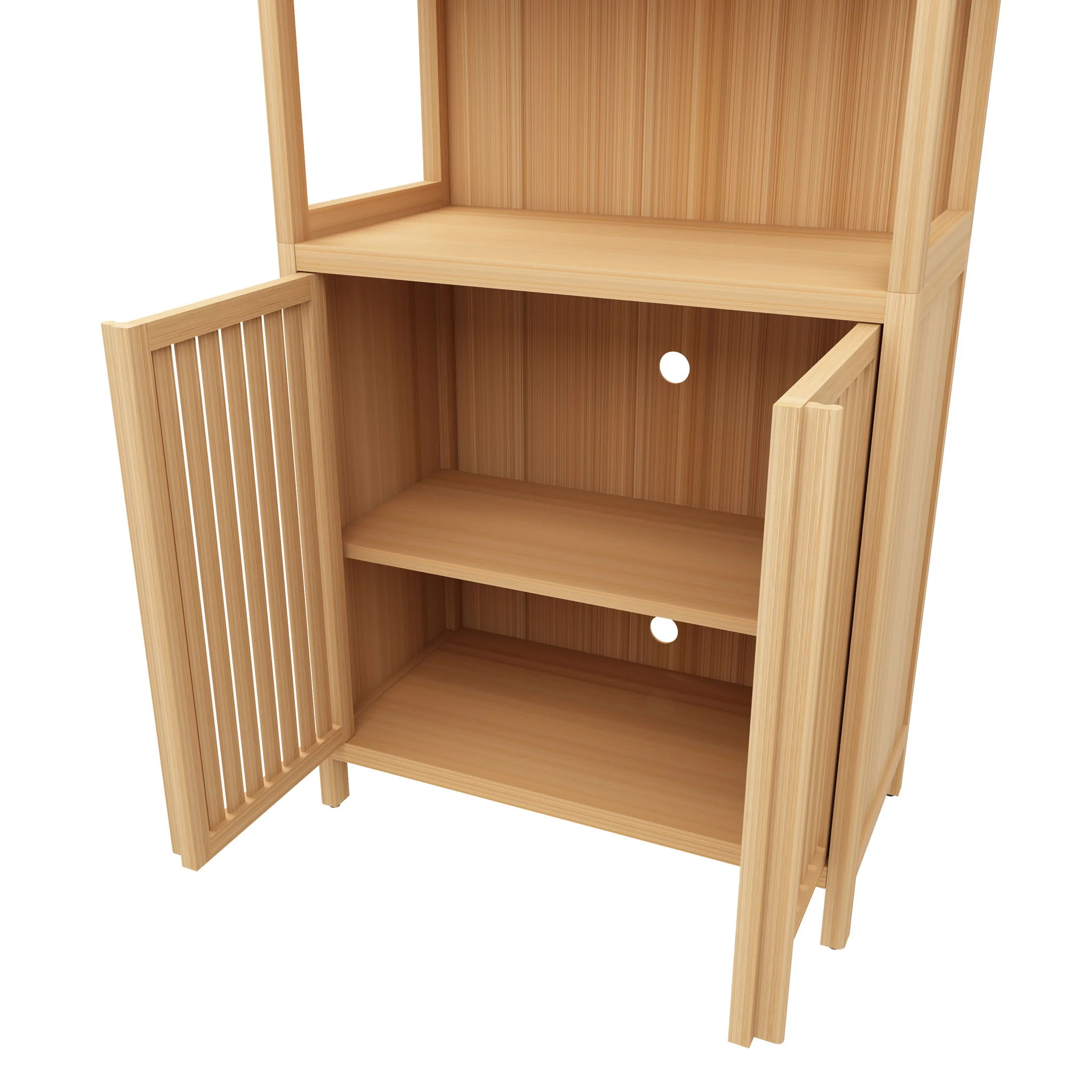 Neutral - Bamboo Storage Cabinet Freestanding With 2 Doors For Bathroom, Living Room, Kitchen, And Entryway - Neutral - Image 8