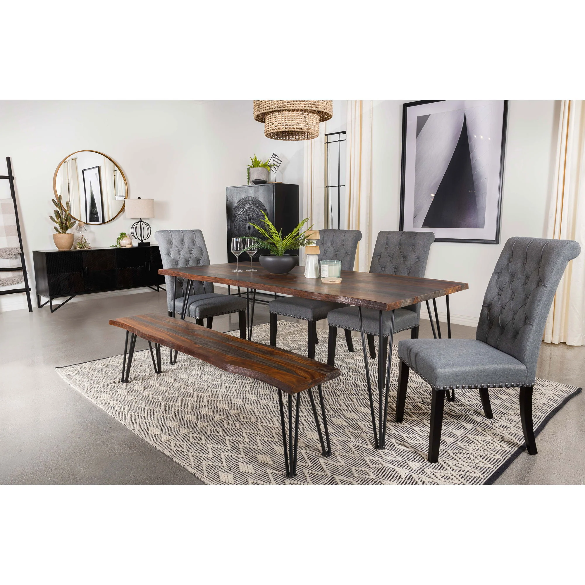 Neve - Sheesham Live Edge Dining Table - Gray - Image 3