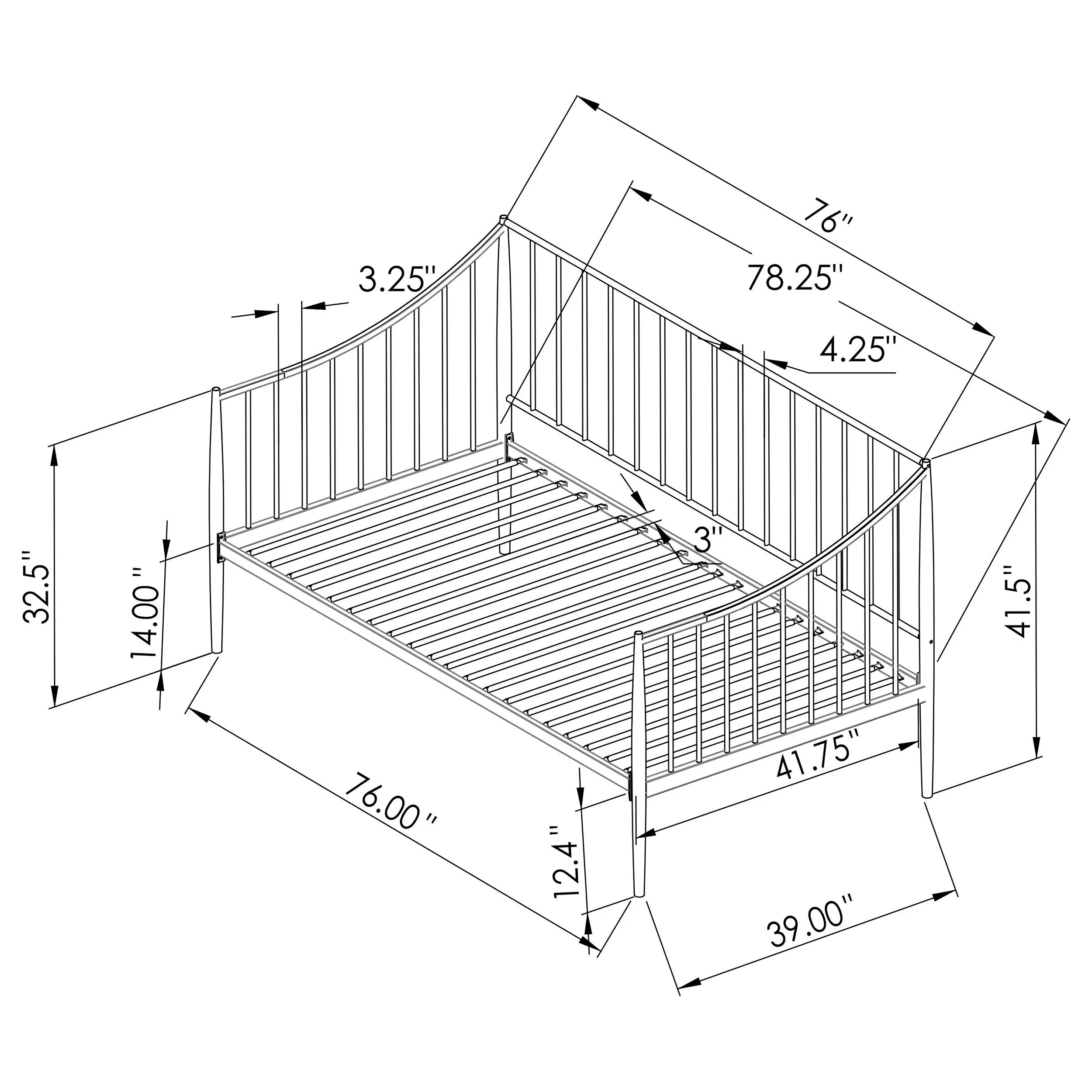 Newbury Metal Twin Daybed, Matte Black - Image 8