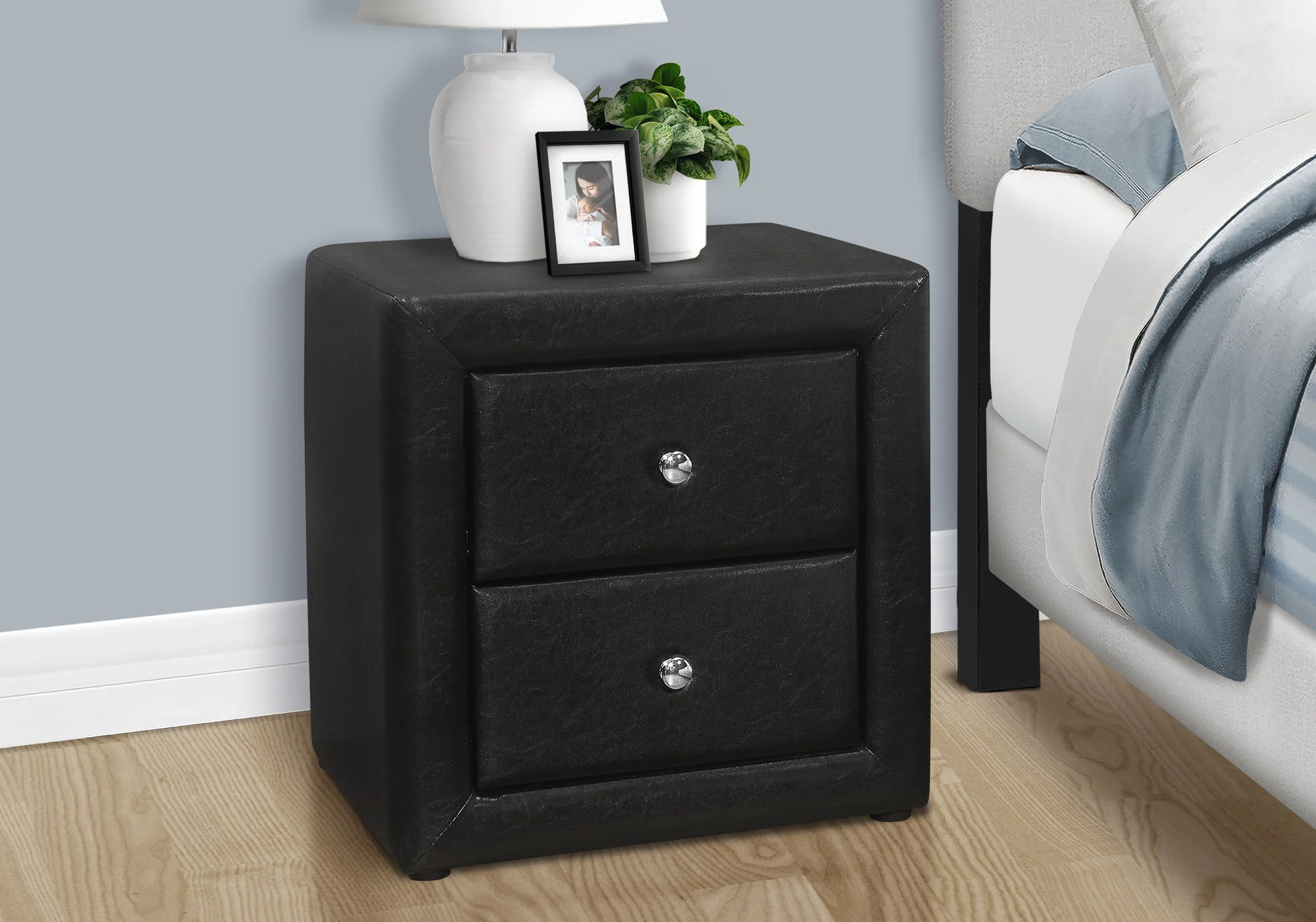 Nightstand, Storage Drawer Versatile Use, Upholstered, Transitional - Image 32