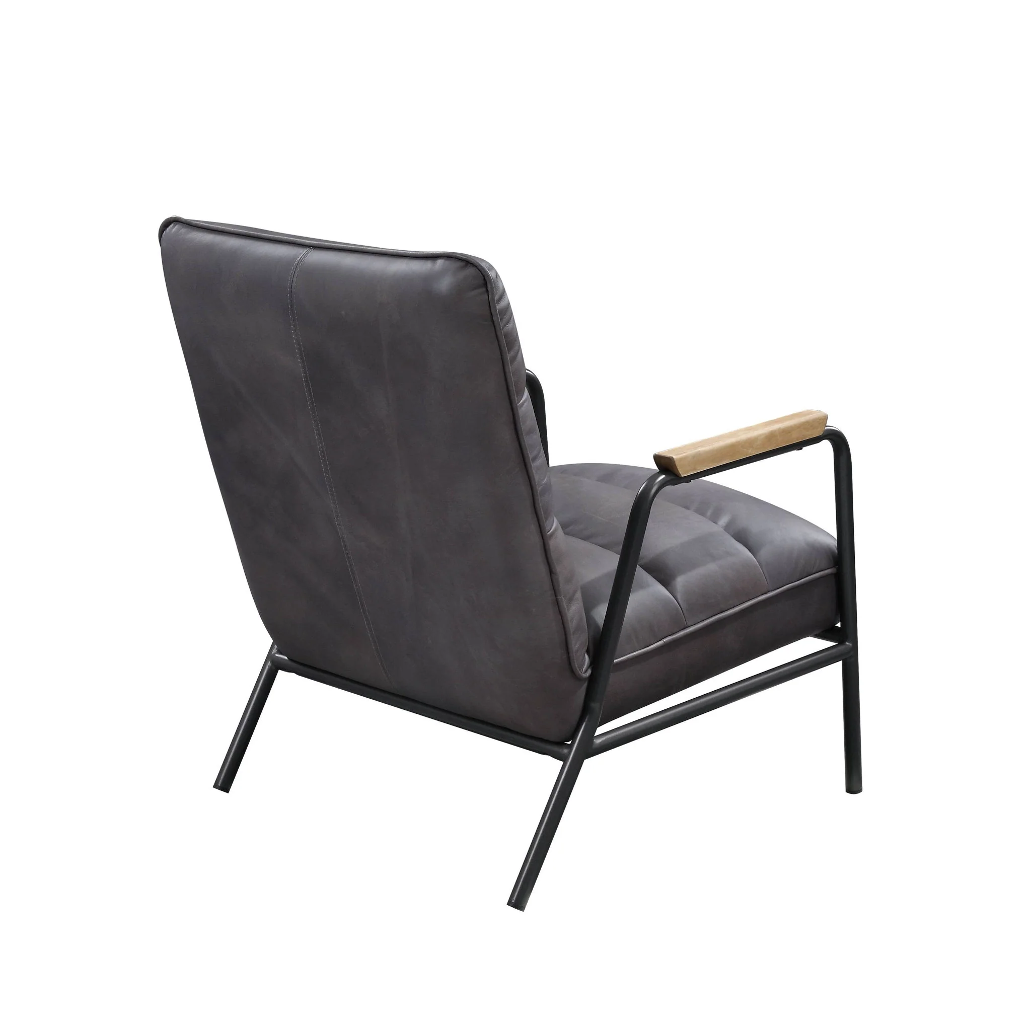 Nignu - Top Grain Leather Matt Iron Accent Chair - Gray - Image 8