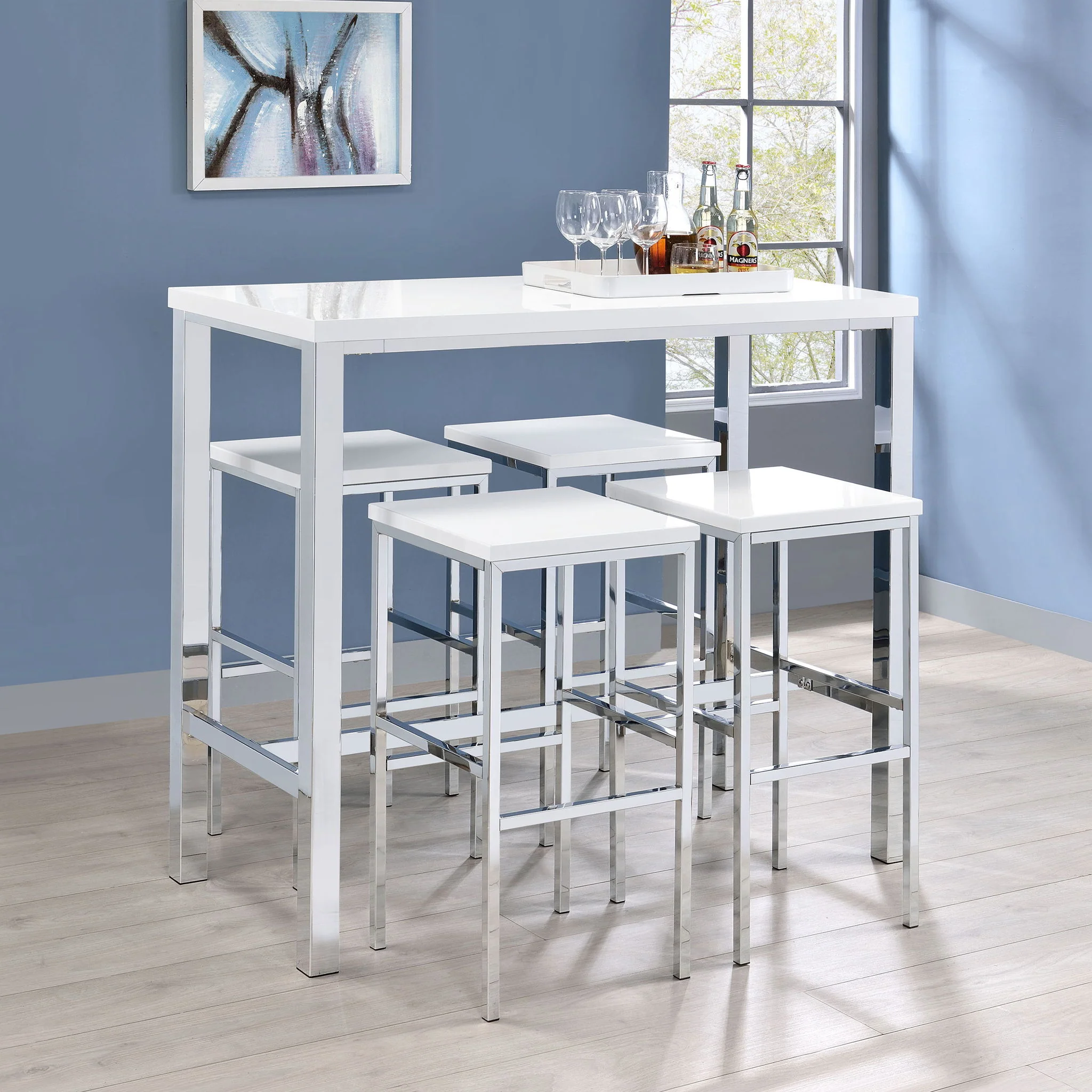 Nimitz - 5 Piece Bar Set - Gloss White - Image 3