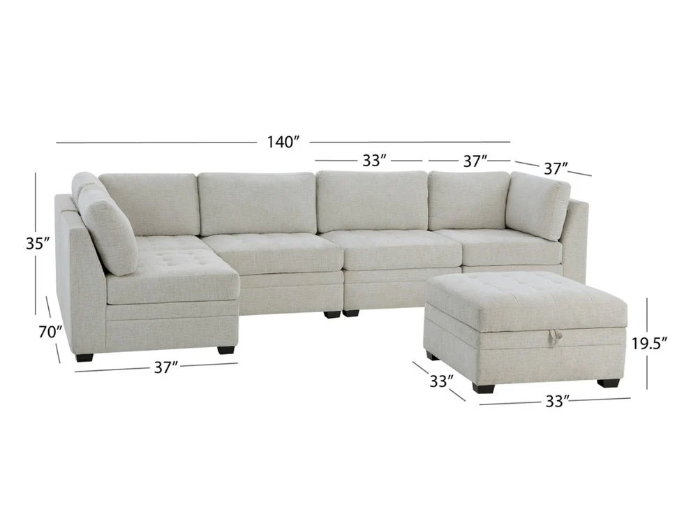 Nixon Fabric 6 Piece Modular Sectional Set - Image 10