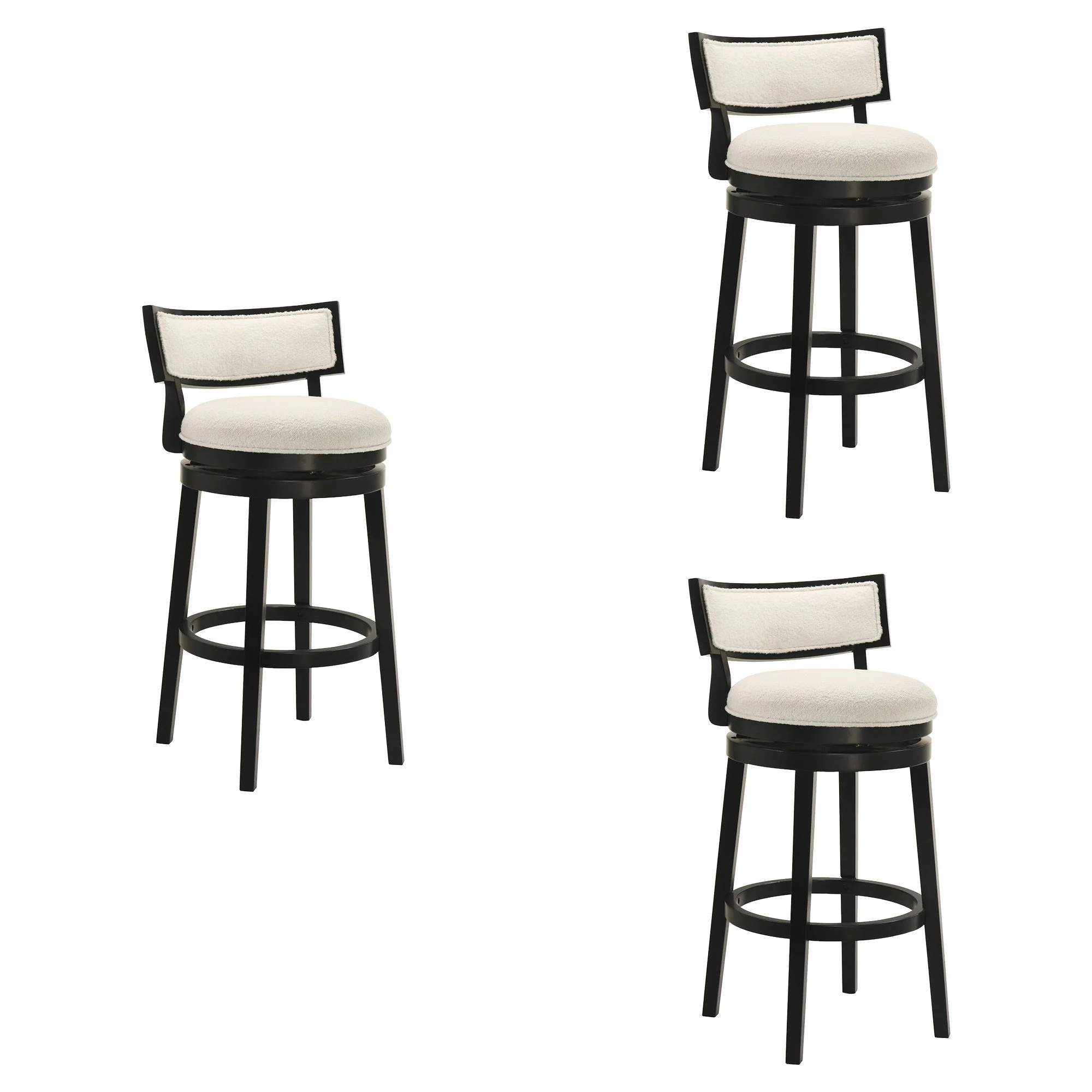 Noely - Modern Farmhouse Swivel Wood Bar Height Kitchen Bar Stool - Image 3