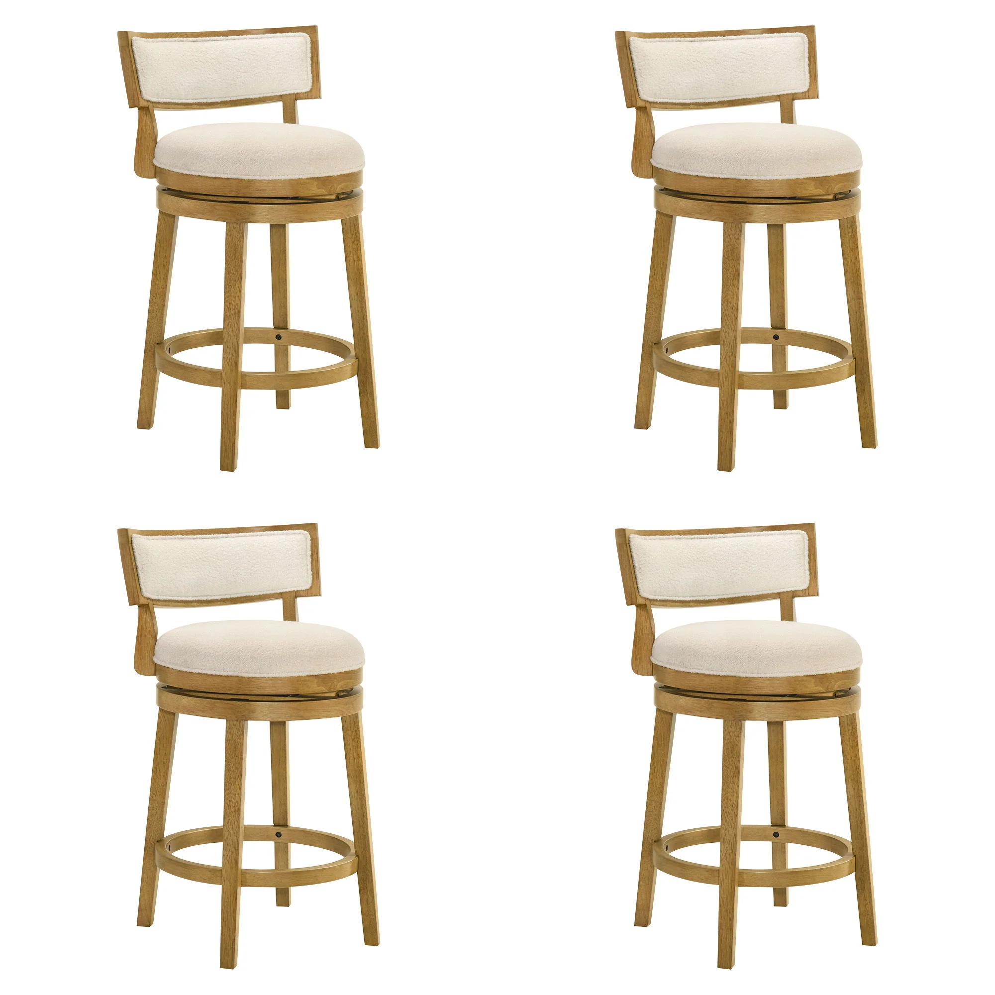Noely - Modern Farmhouse Swivel Wood Counter Height Kitchen Bar Stool - Image 4