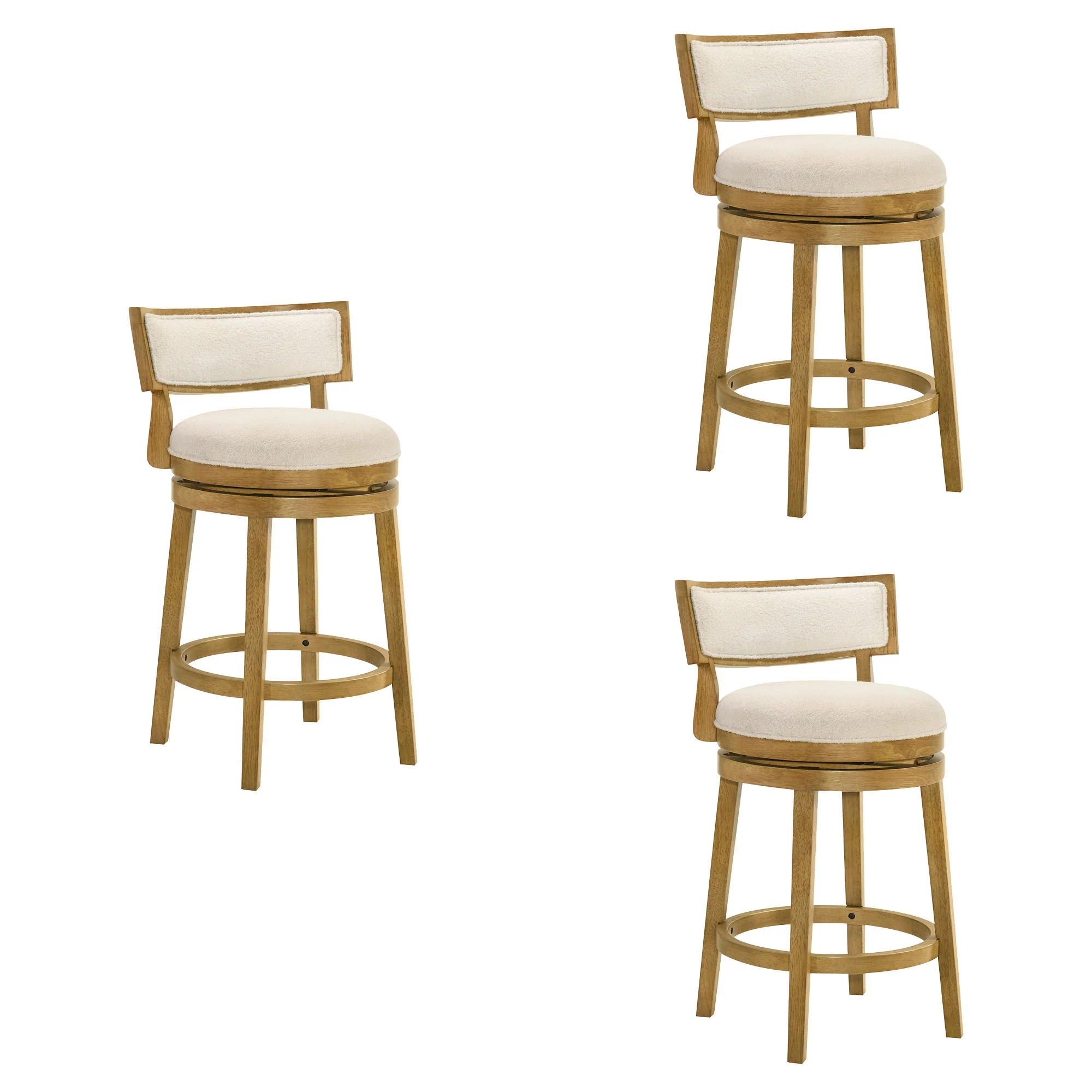 Noely - Modern Farmhouse Swivel Wood Counter Height Kitchen Bar Stool - Image 7