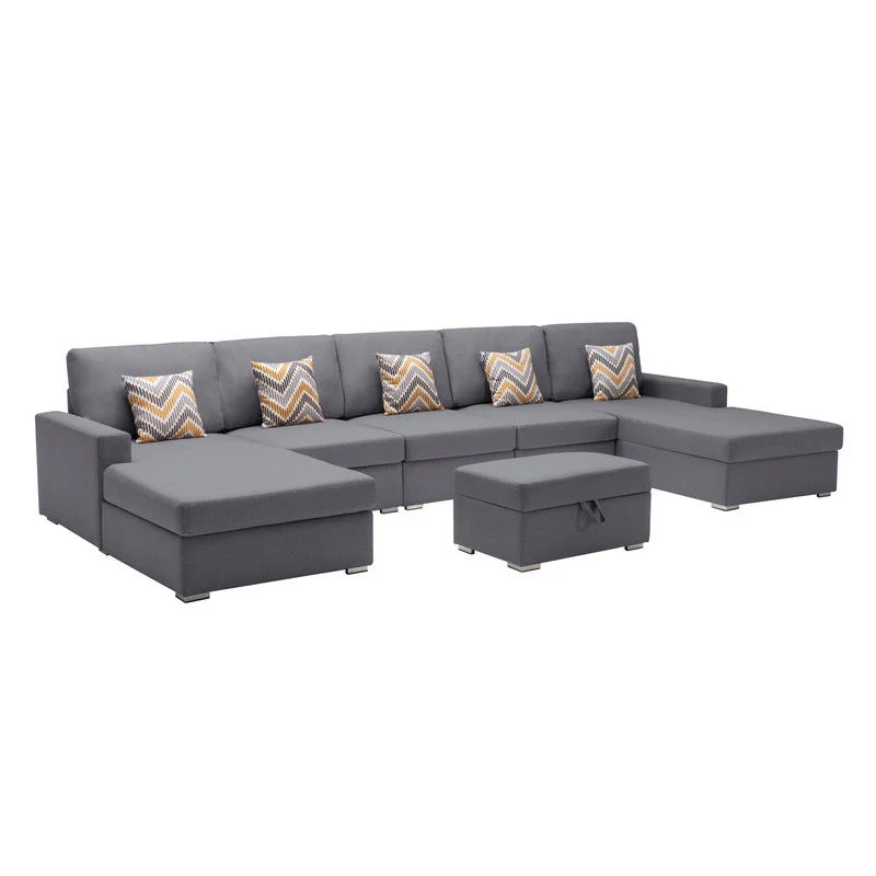 Nolan - Fabric 6 Piece Sectional Sofa With Pillows And Interchangeable Legs - Image 11
