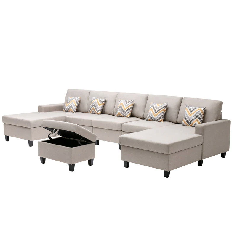 Nolan - Fabric 6 Piece Sectional Sofa With Pillows And Interchangeable Legs - Image 4