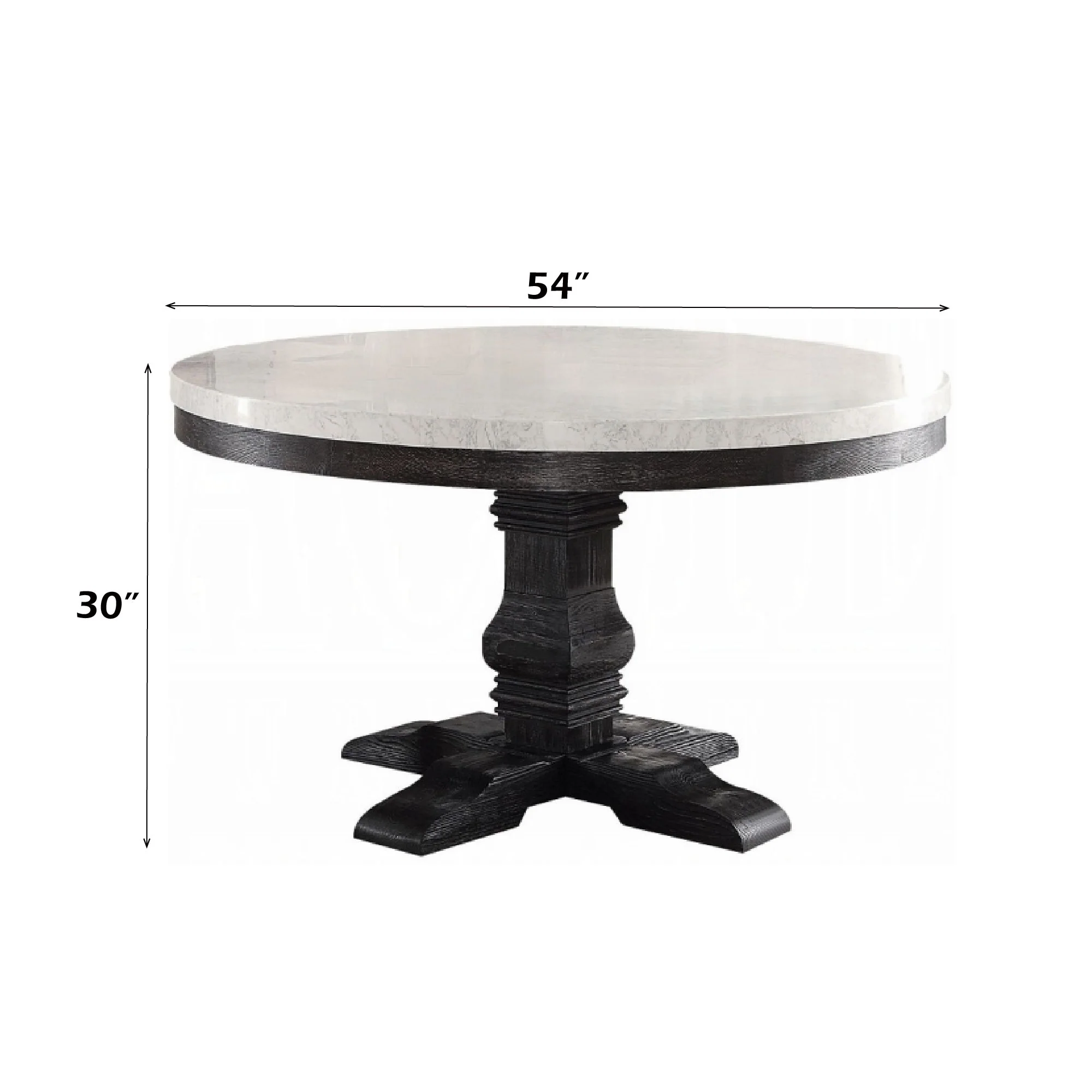 Nolan - Marble Top Salvage Round Dining Table - White - Image 3