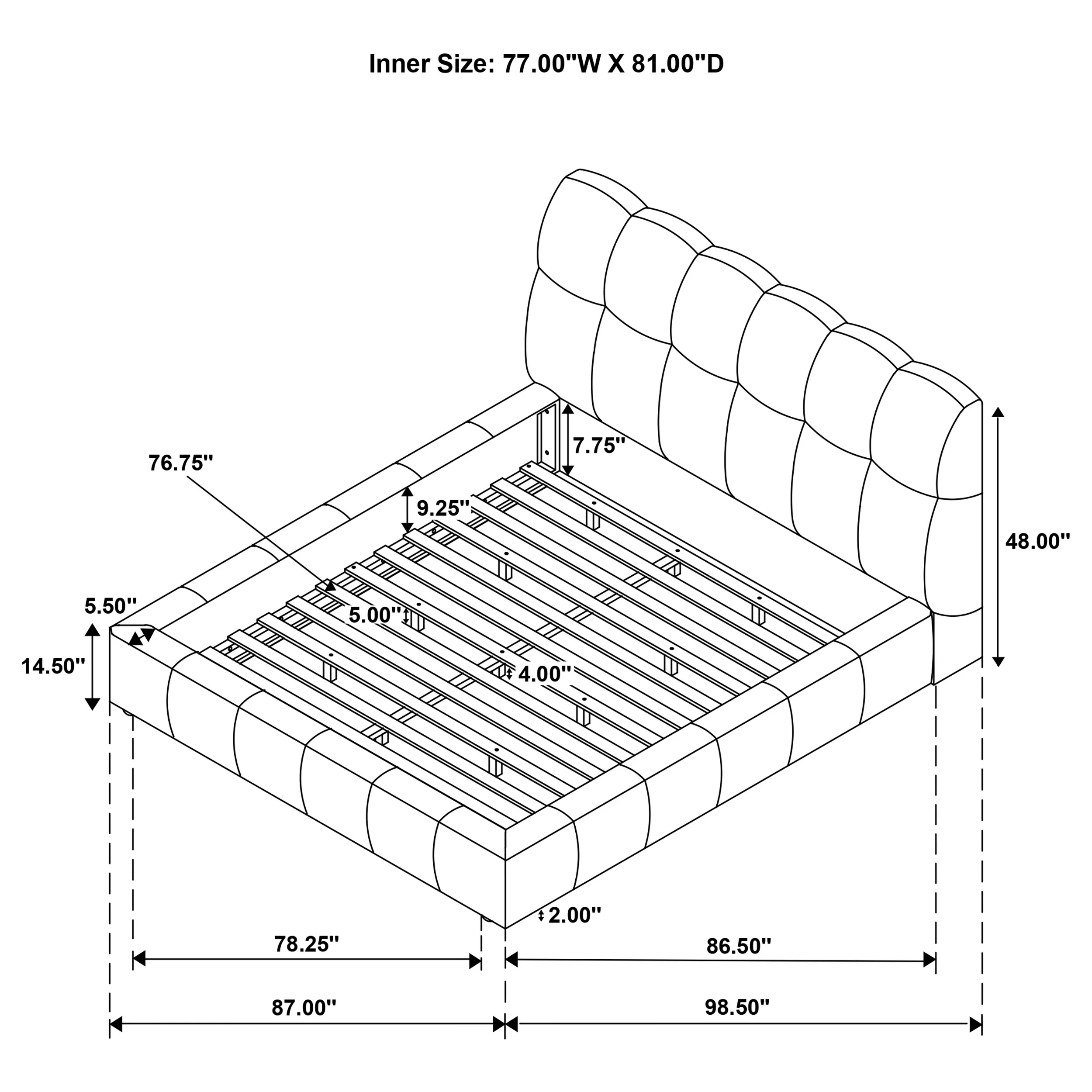 Nollet 48-inch Upholstered Eastern King Platform Bed in Cream - Image 7