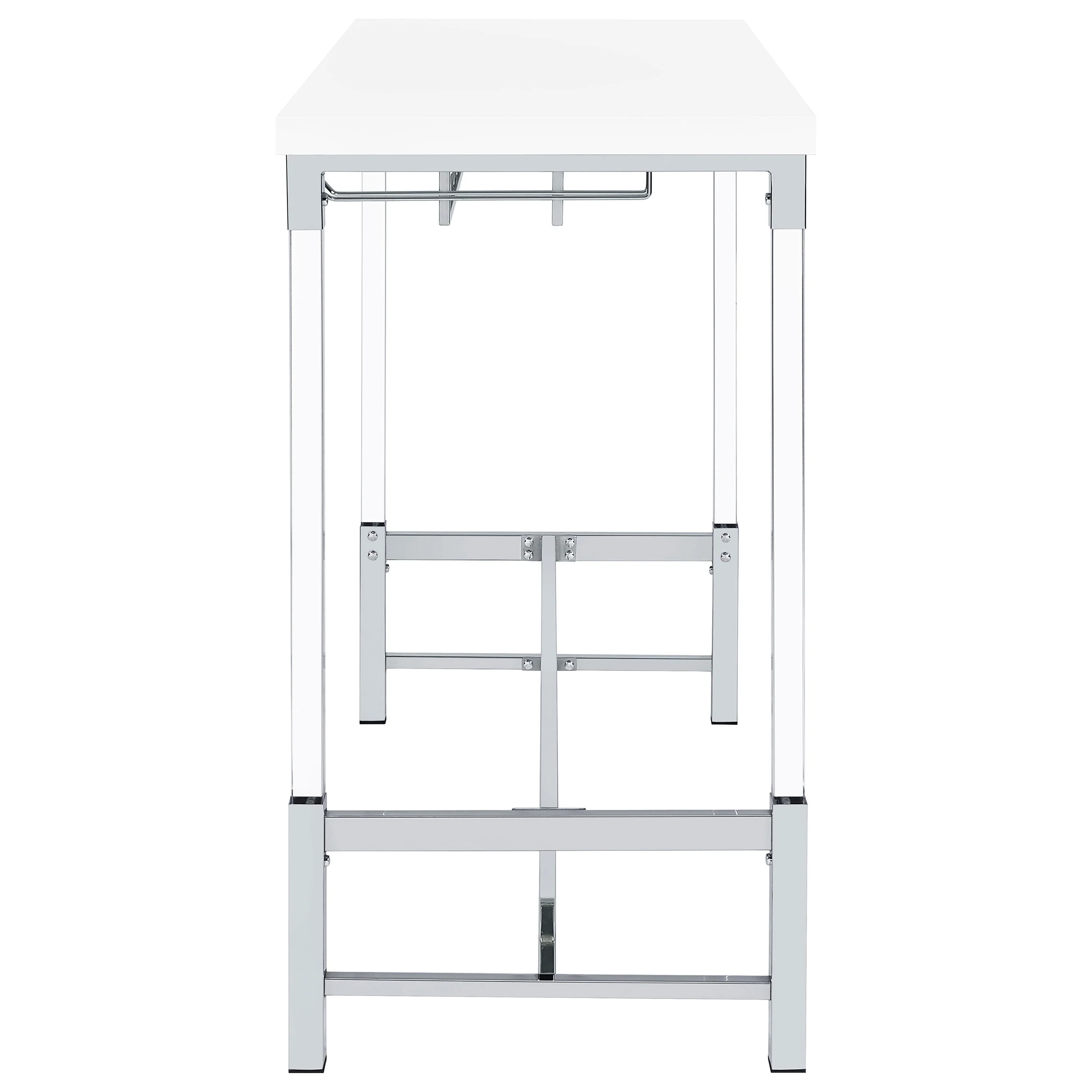 Norcrest 47-Inch White High Gloss Bar Table with Wine Storage - Image 2