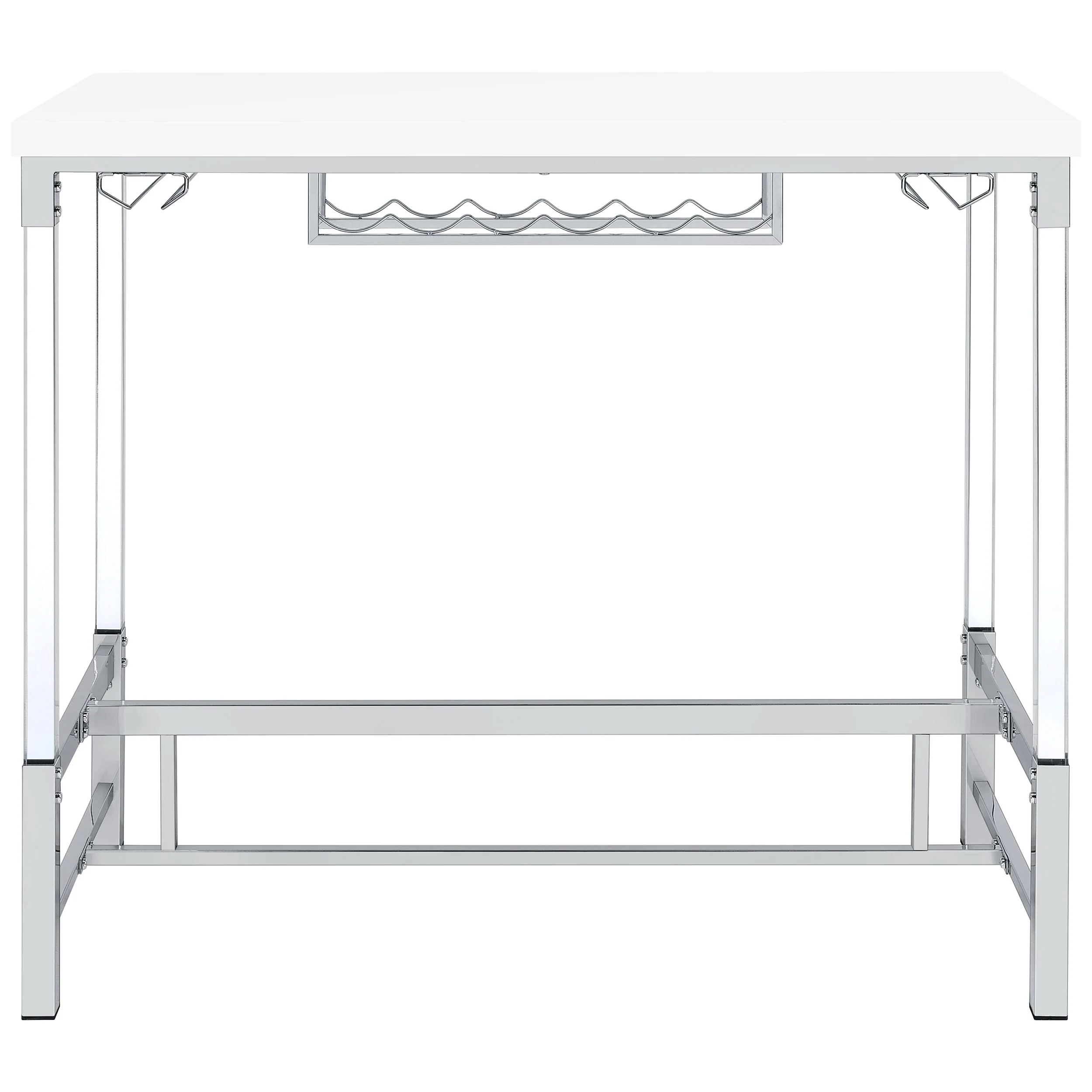 Norcrest 47-Inch White High Gloss Bar Table with Wine Storage - Image 5