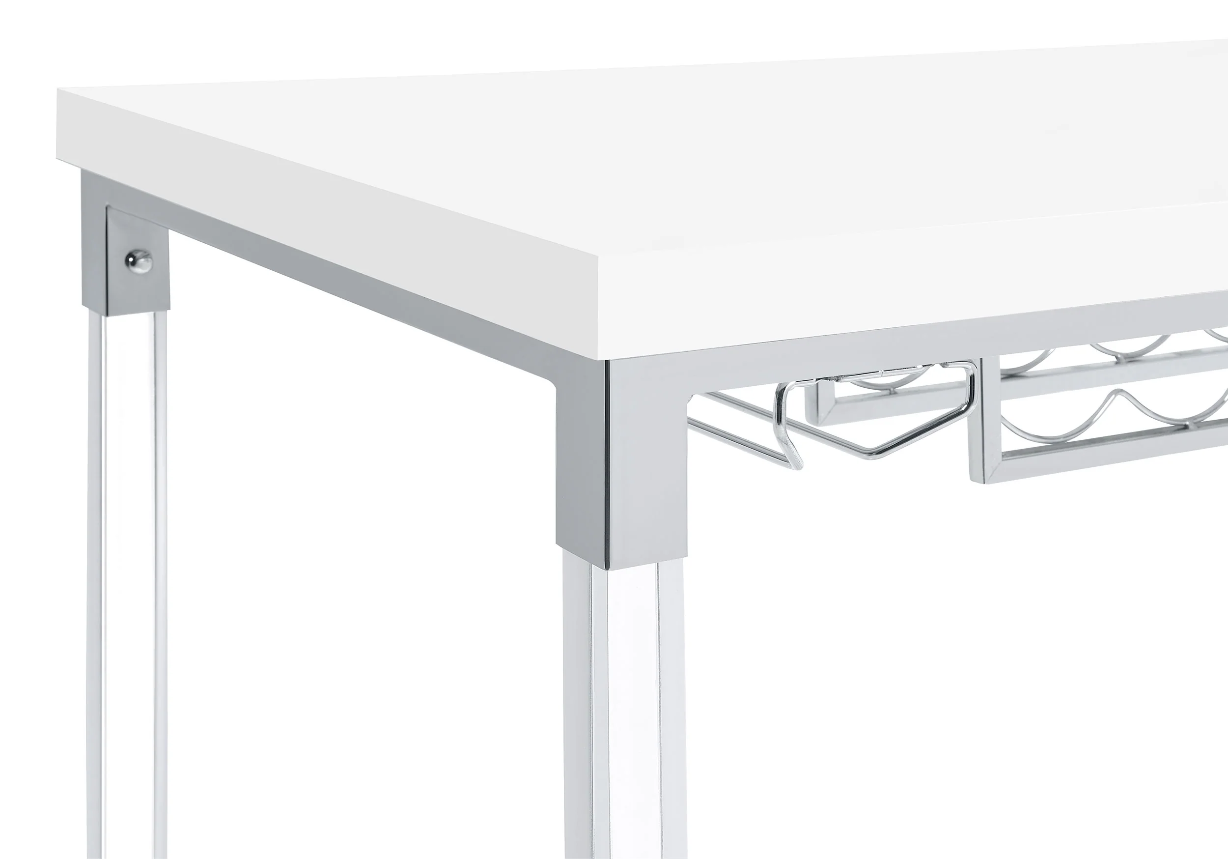 Norcrest 47-Inch White High Gloss Bar Table with Wine Storage - Image 8