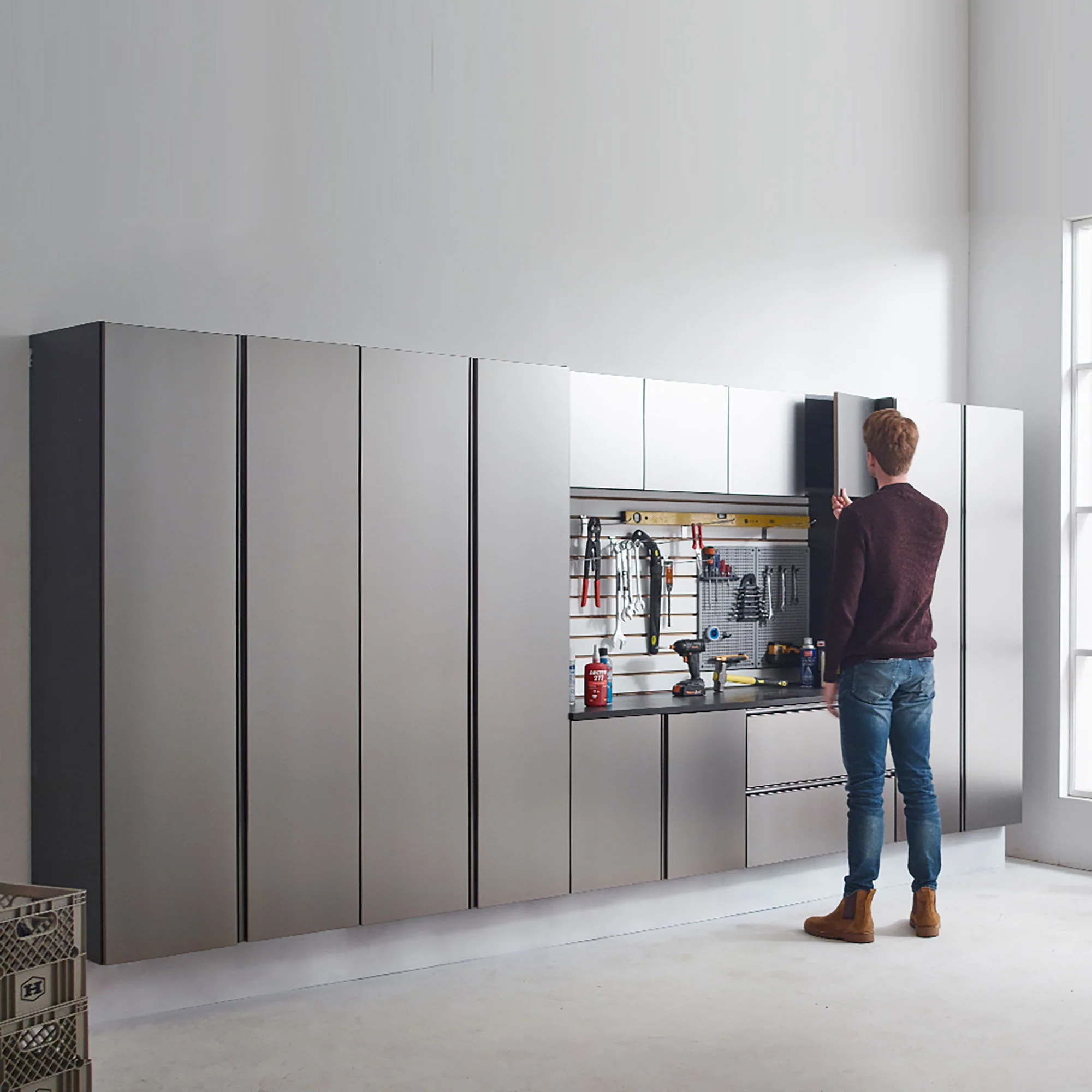 Nova Series - Wall Mounted Utility Storage Garage Cabinet - Dark Gray - Image 6