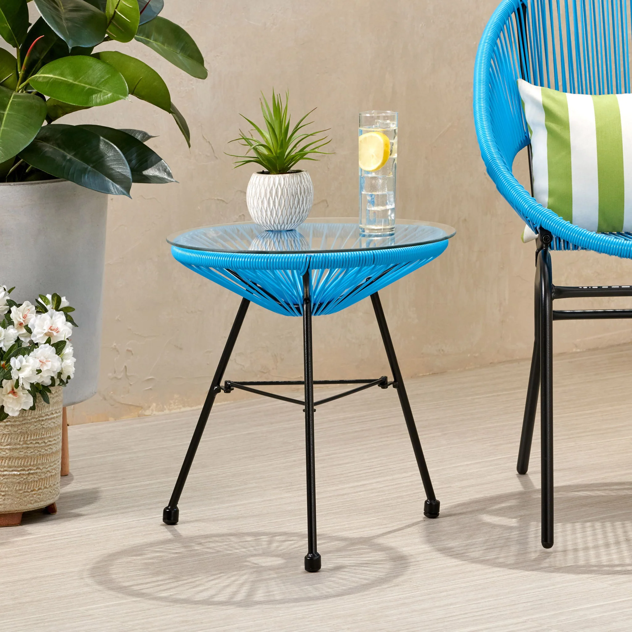 Nusa - Modern Rattan Side Table With Tempered Glass Top - Image 13