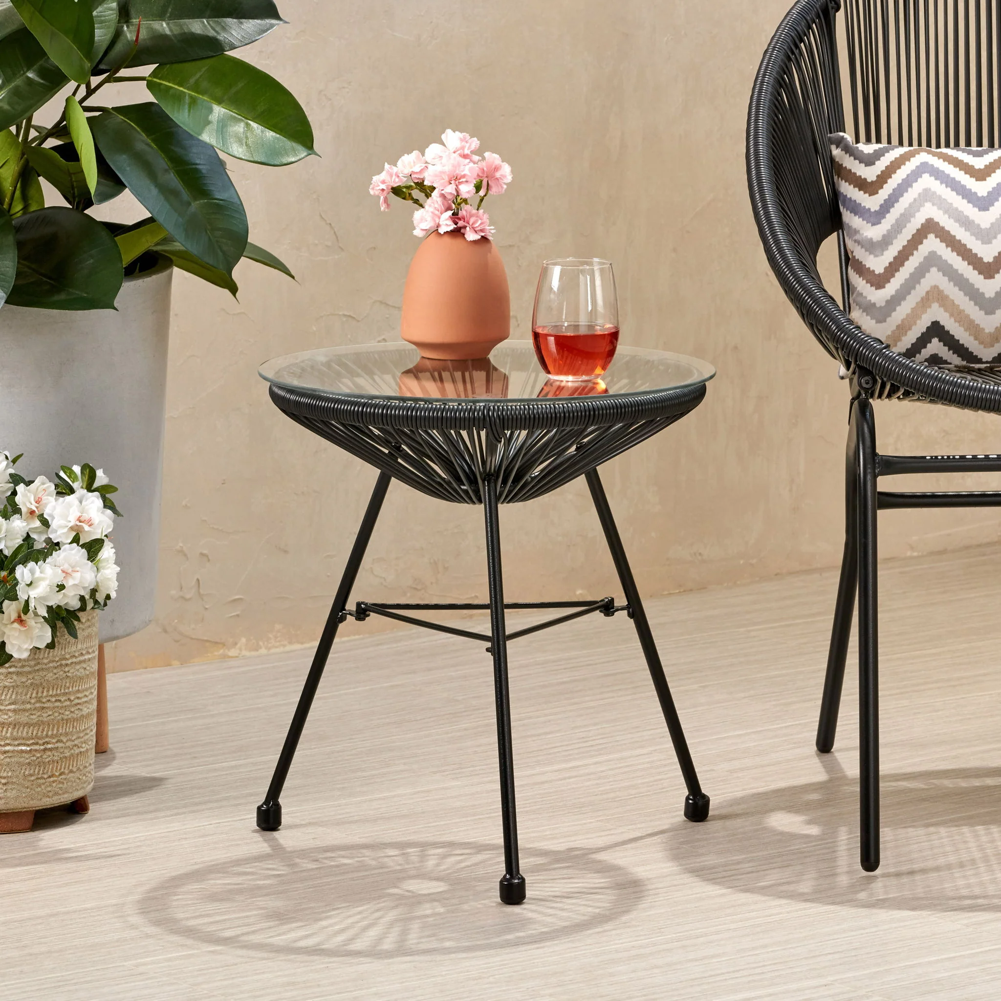 Nusa - Modern Rattan Side Table With Tempered Glass Top - Image 17