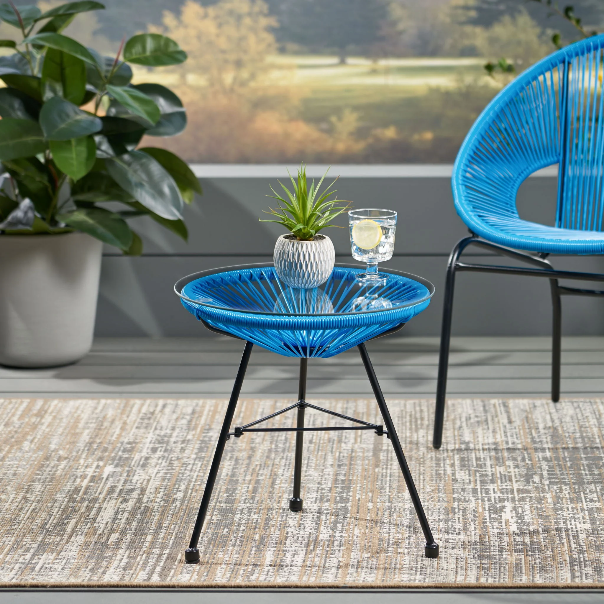 Nusa - Modern Rattan Side Table With Tempered Glass Top - Image 27