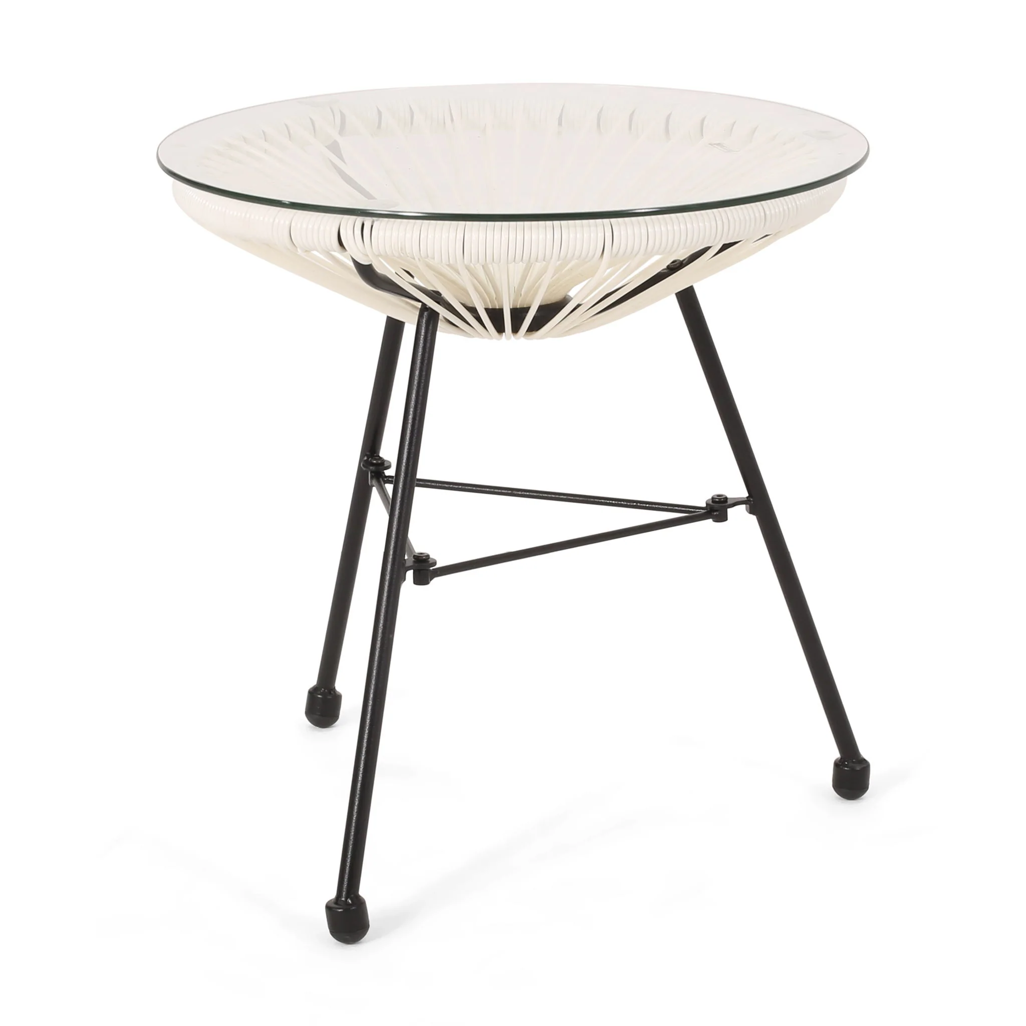 Nusa - Modern Rattan Side Table With Tempered Glass Top - Image 6