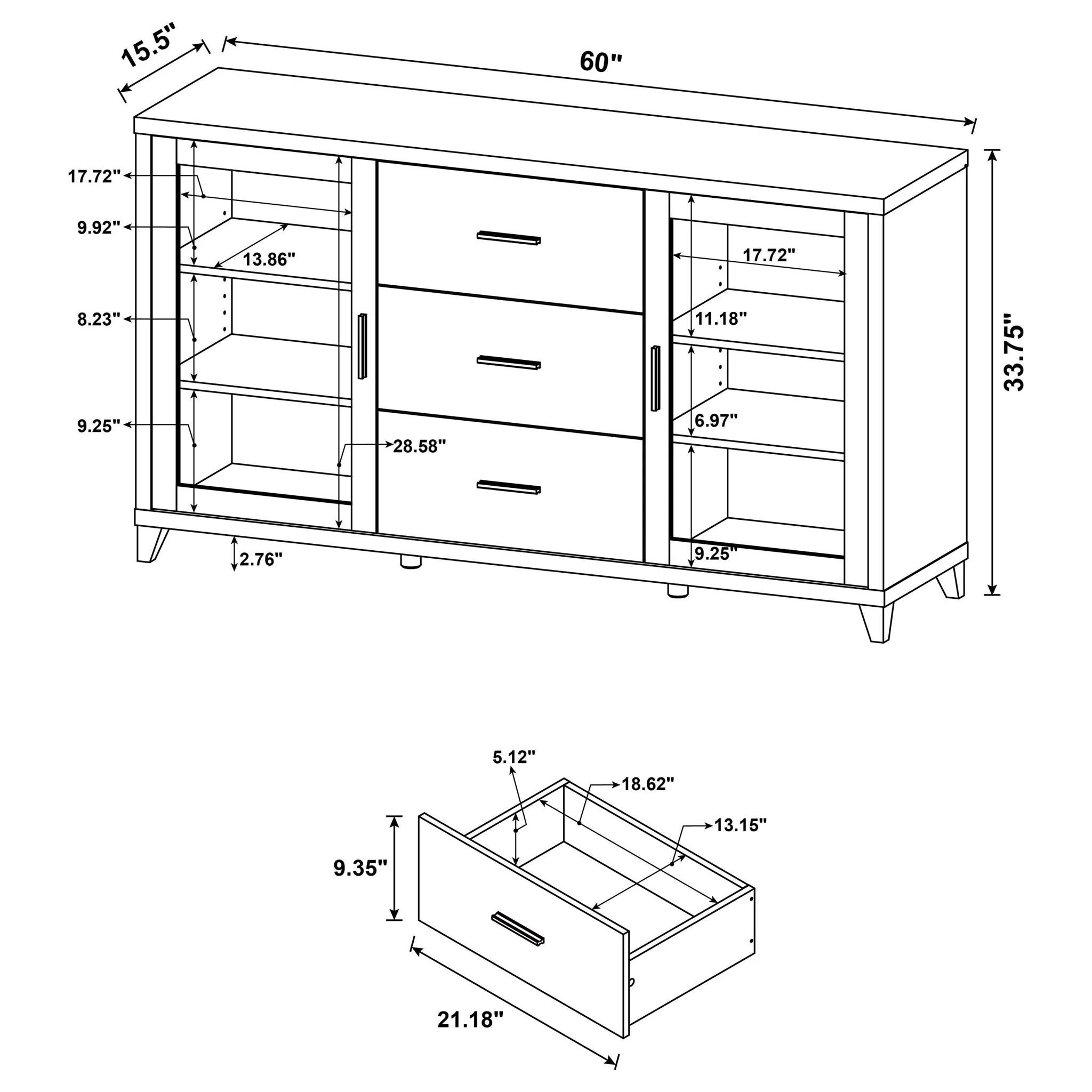 Nyler - 3 Drawer Rectangular TV Console - Cappuccino - Image 3