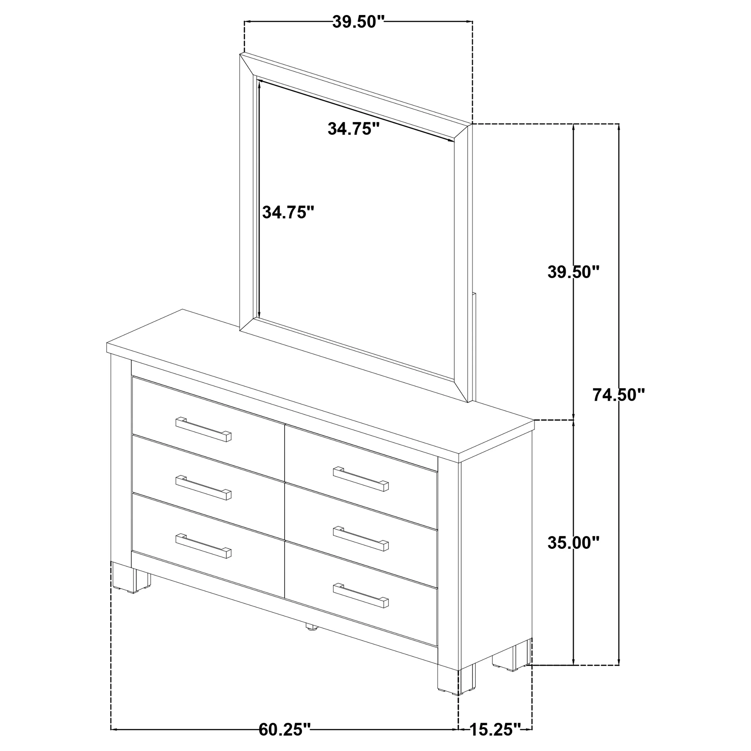 Oakglen 6-Drawer Dresser and Mirror in Weathered Oak - Image 11