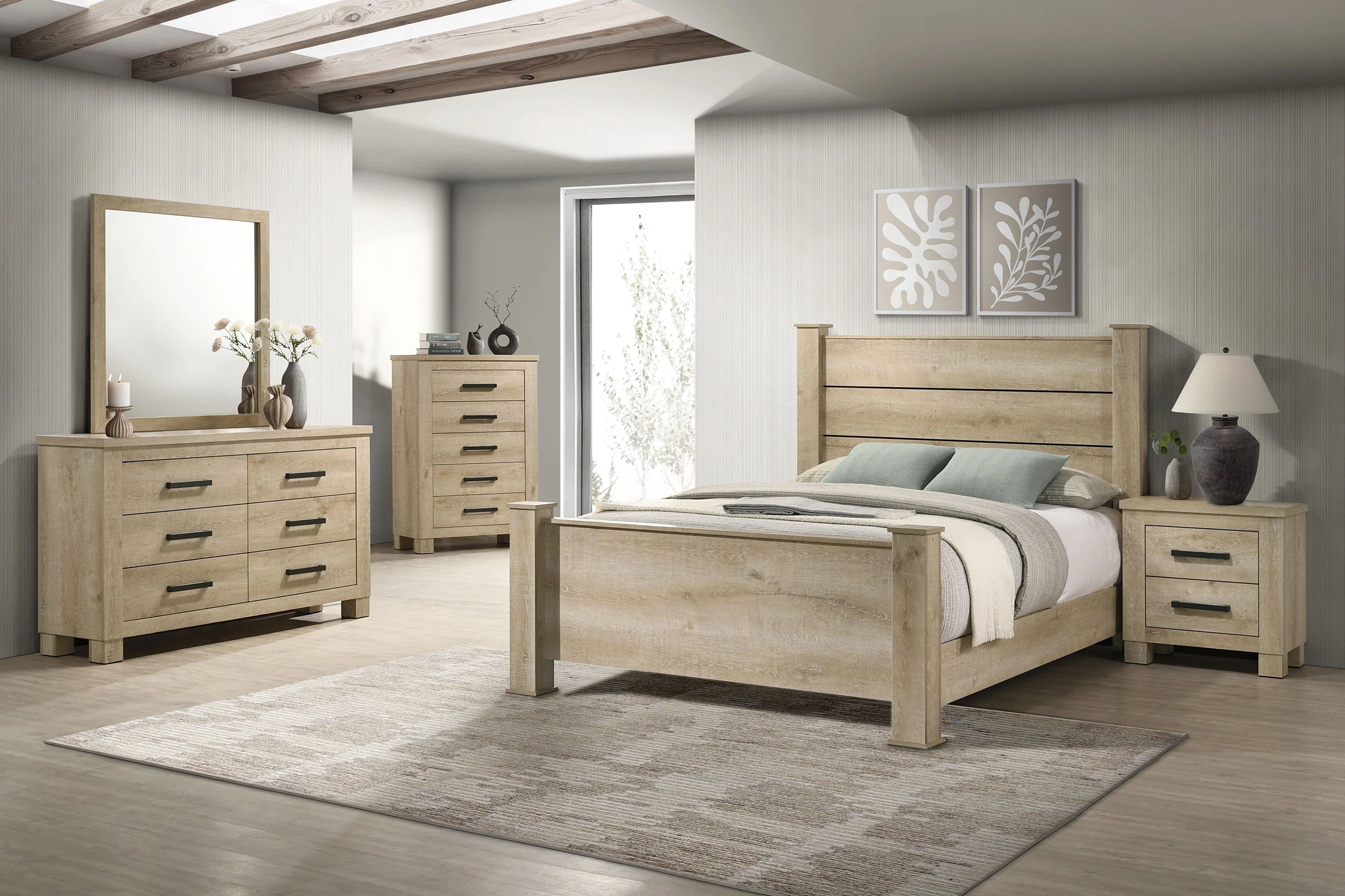 Oakglen 6-Drawer Dresser and Mirror in Weathered Oak - Image 12