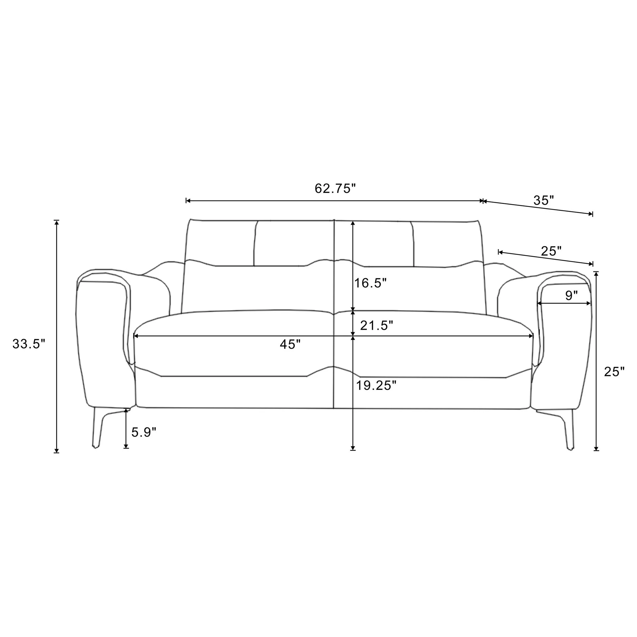 Oberle - Upholstered Sloped Track Arm Loveseat - Charcoal - Image 9