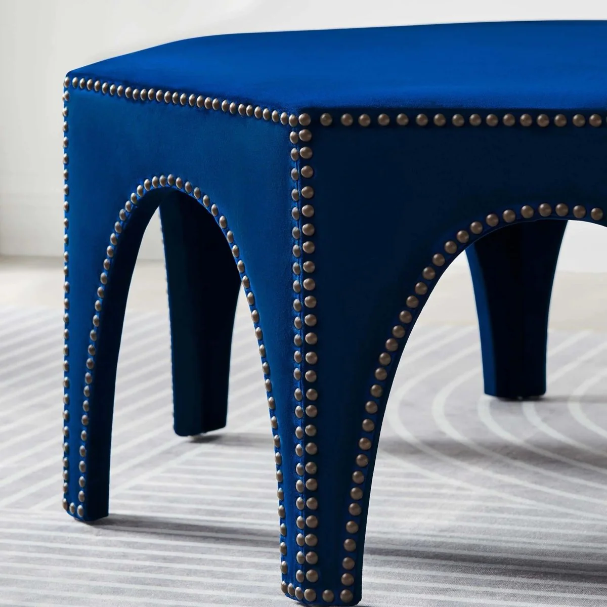 Octagon Velvet Ottoman with Nailhead Trim – 44 Inch - Image 11