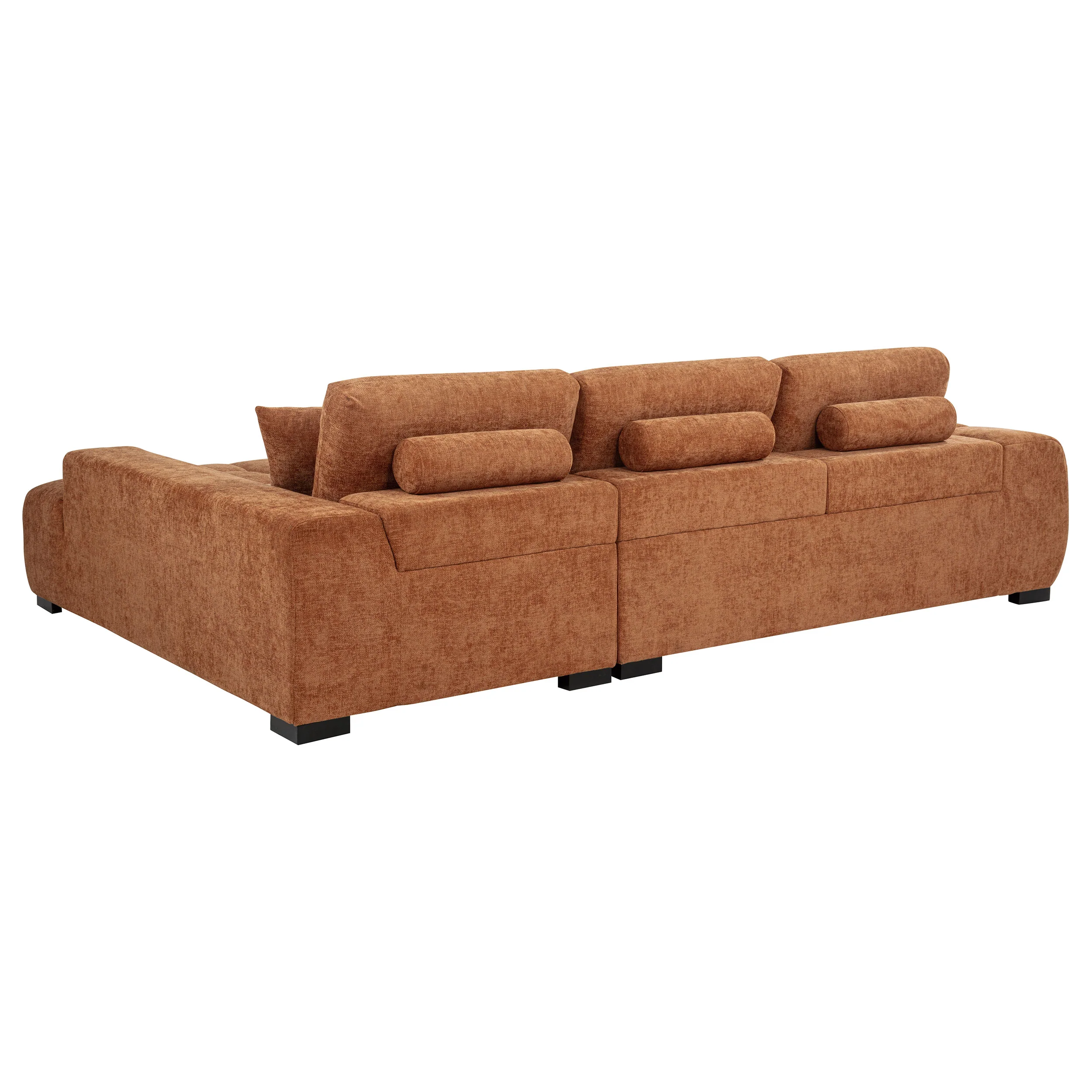 Octavia Upholstered Sectional Chaise Sofa in Orange - Image 5