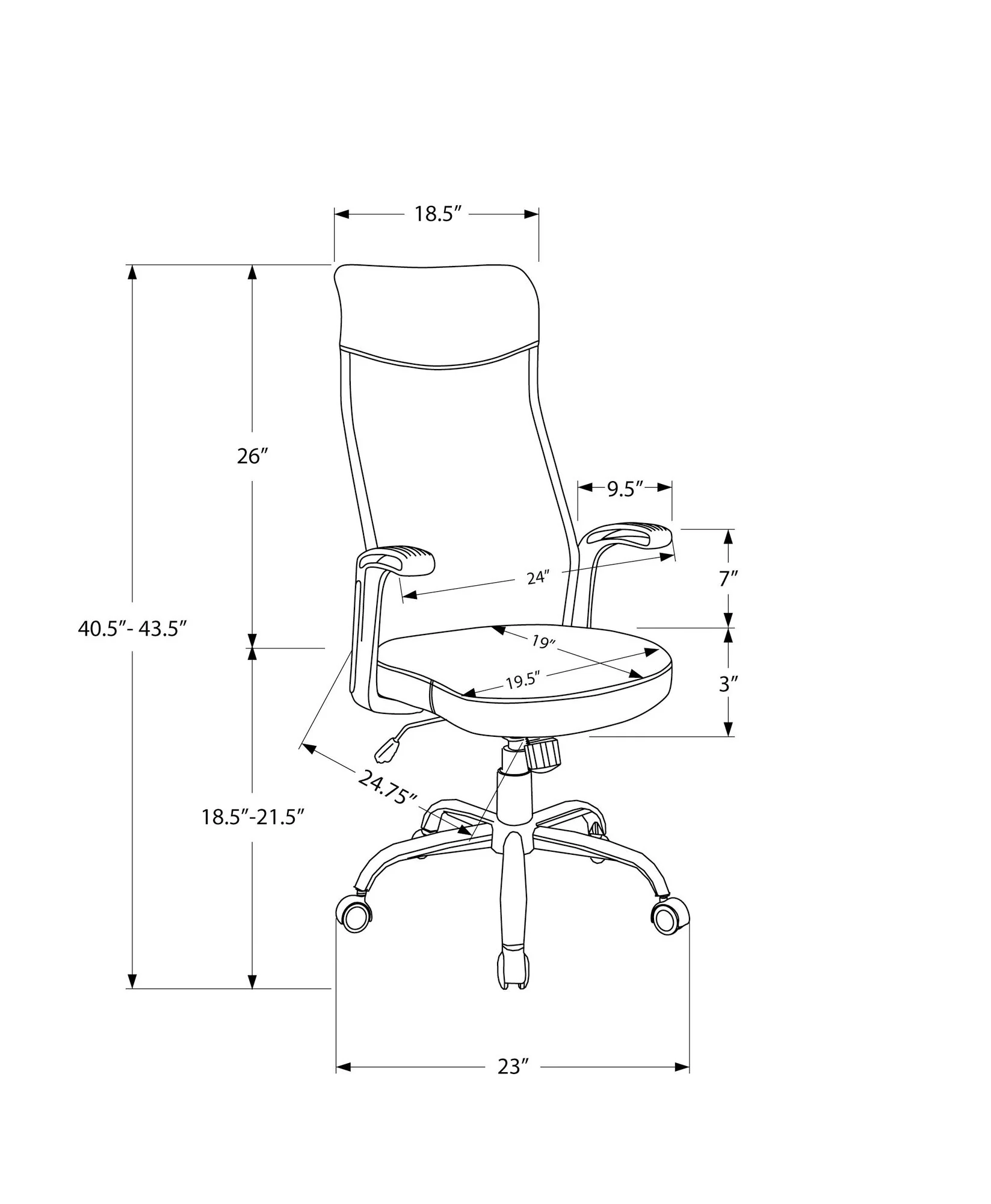 Office Chair, Adjustable Height, Swivel, Armrests, Contemporary & Modern - Image 7