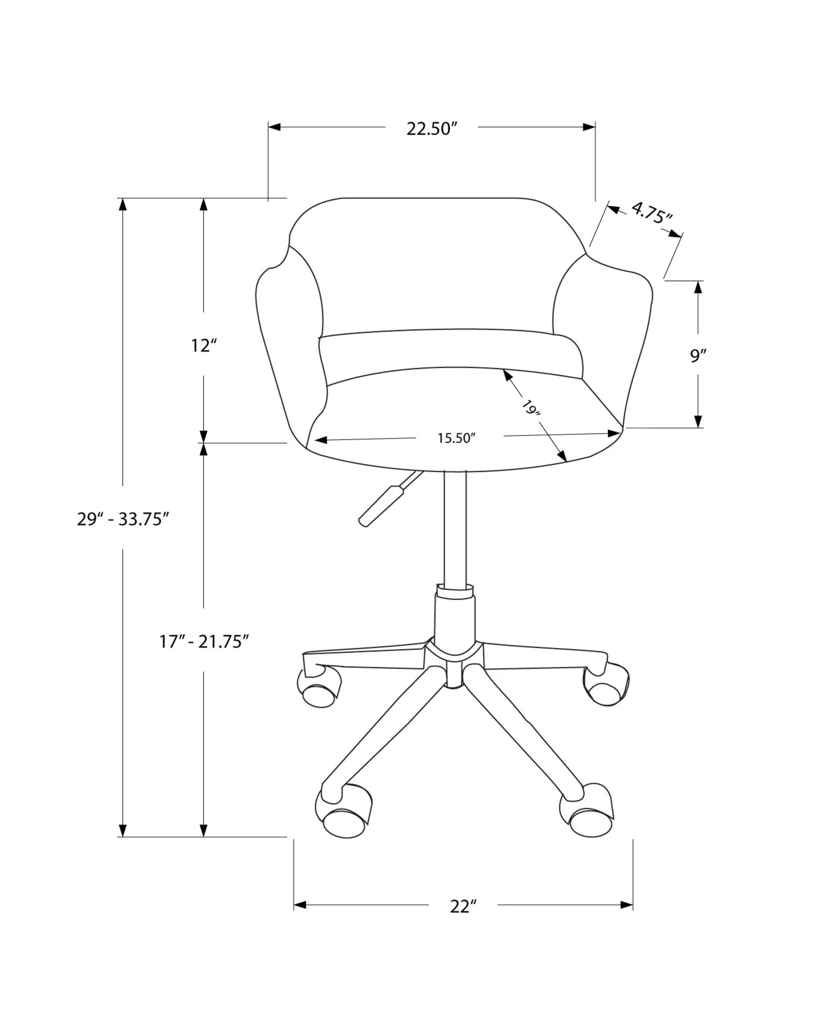Office Chair, Adjustable Height, Swivel, Ergonomic, Armrests, Contemporary - Image 8