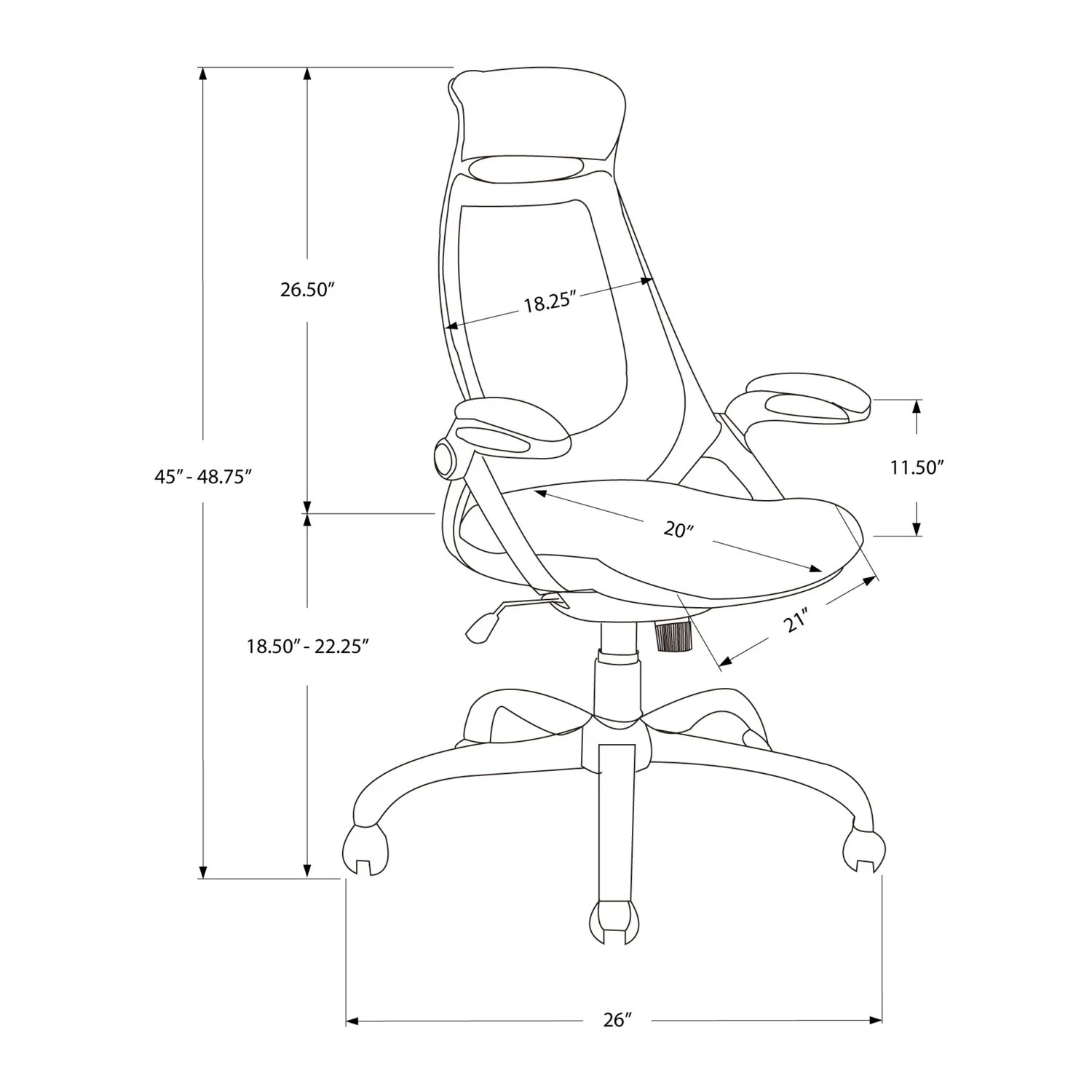 Office Chair, Adjustable Height, Swivel, Ergonomic, Armrests, Contemporary & Modern - Image 9