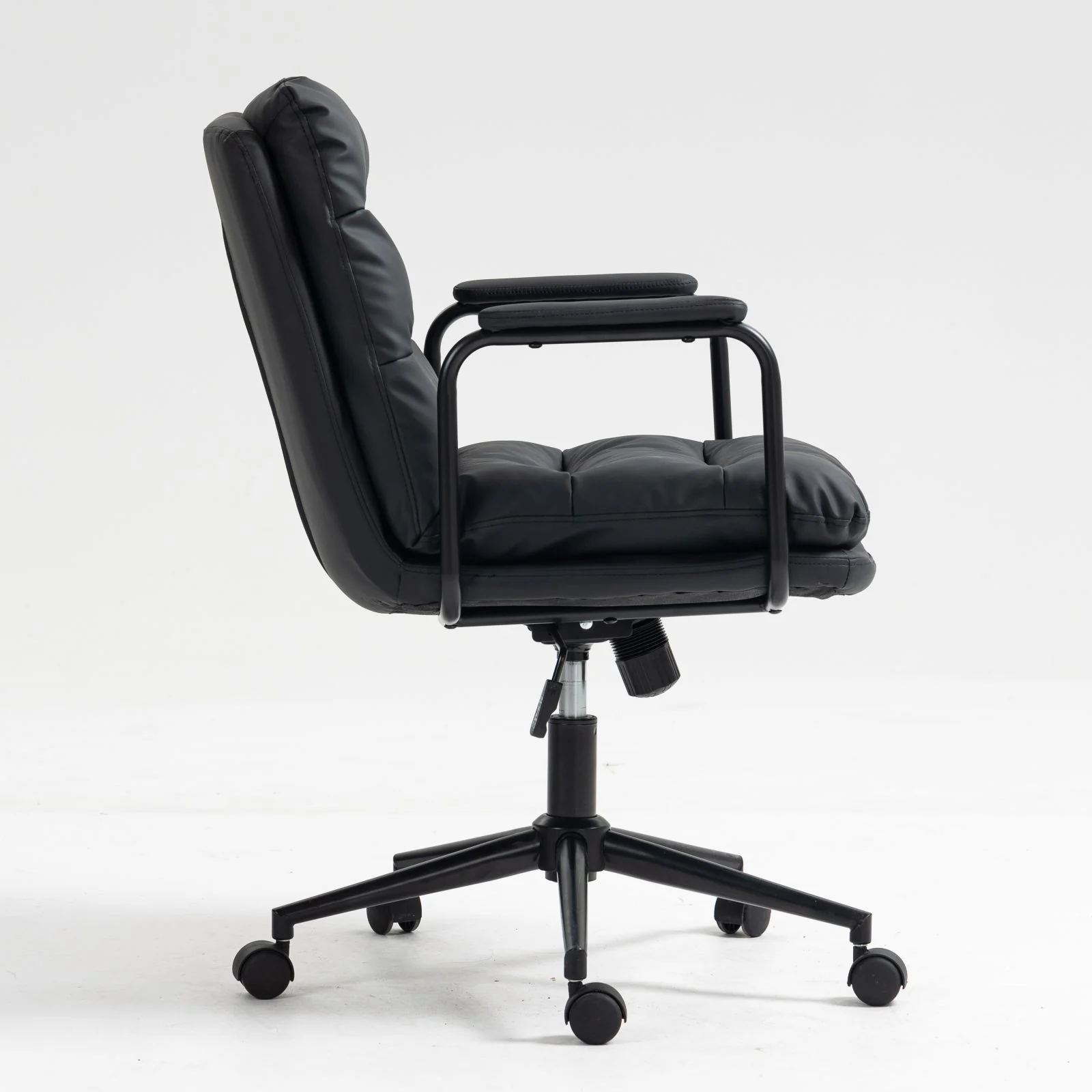 Office Chair, Mid Back Home Office Desk Task Chair With Wheels And Arms Ergonomic Computer Rolling Swivel Chair With Padded Armrest - Image 12