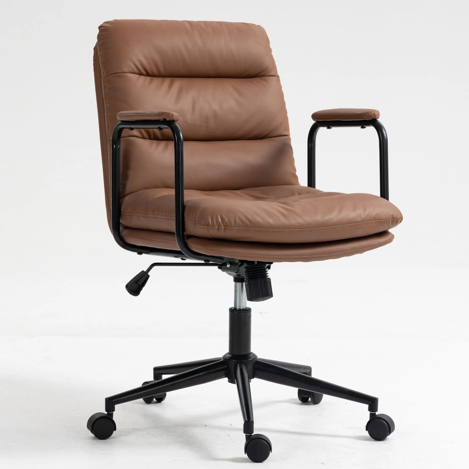 Office Chair, Mid Back Home Office Desk Task Chair With Wheels And Arms Ergonomic Computer Rolling Swivel Chair With Padded Armrest - Image 17
