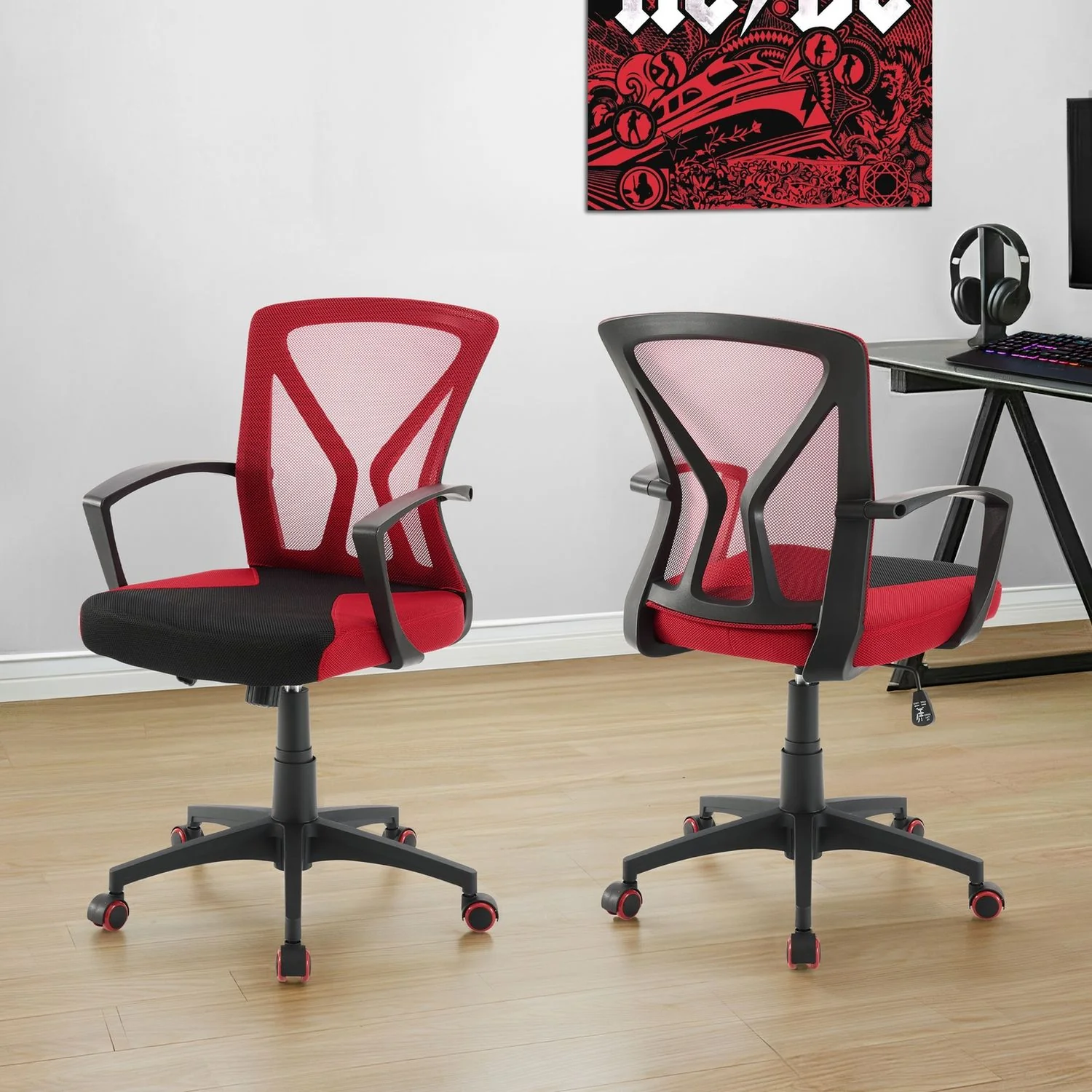 Office Chair With Adjustable Height, Swivel - Black - Image 2