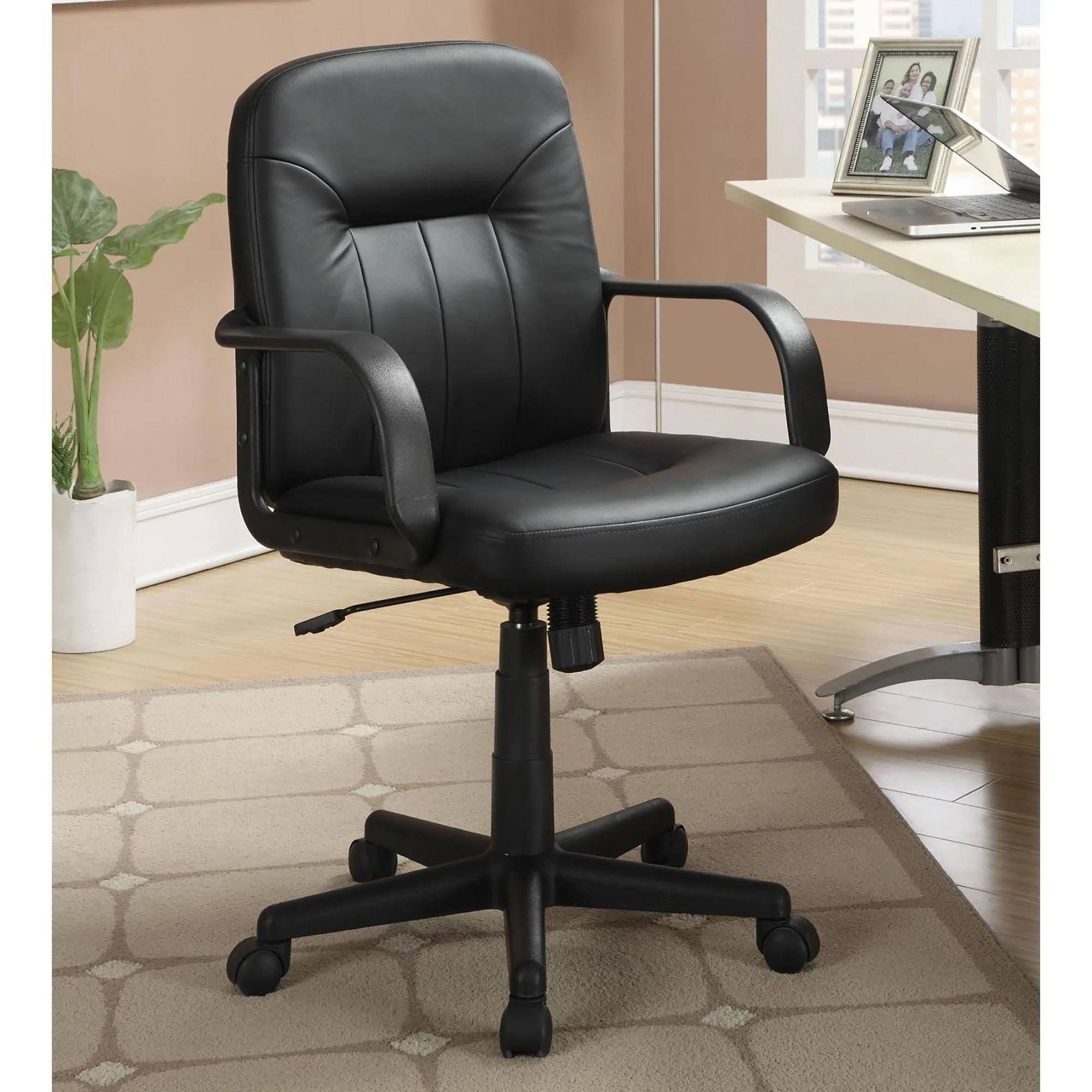Office Chair With Casters Ergonomic Design For Workspaces - Black - Image 4